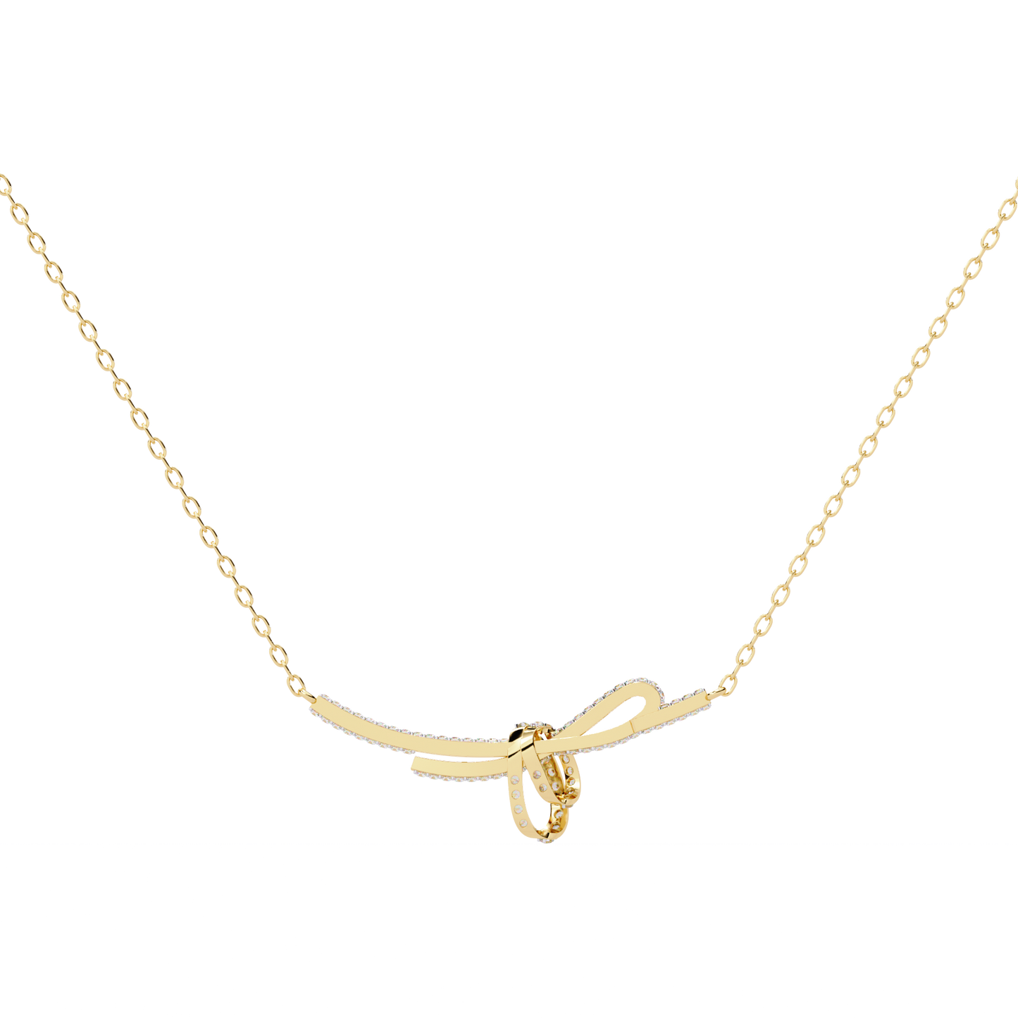 bijou ribbon pavé lab grown diamond necklace