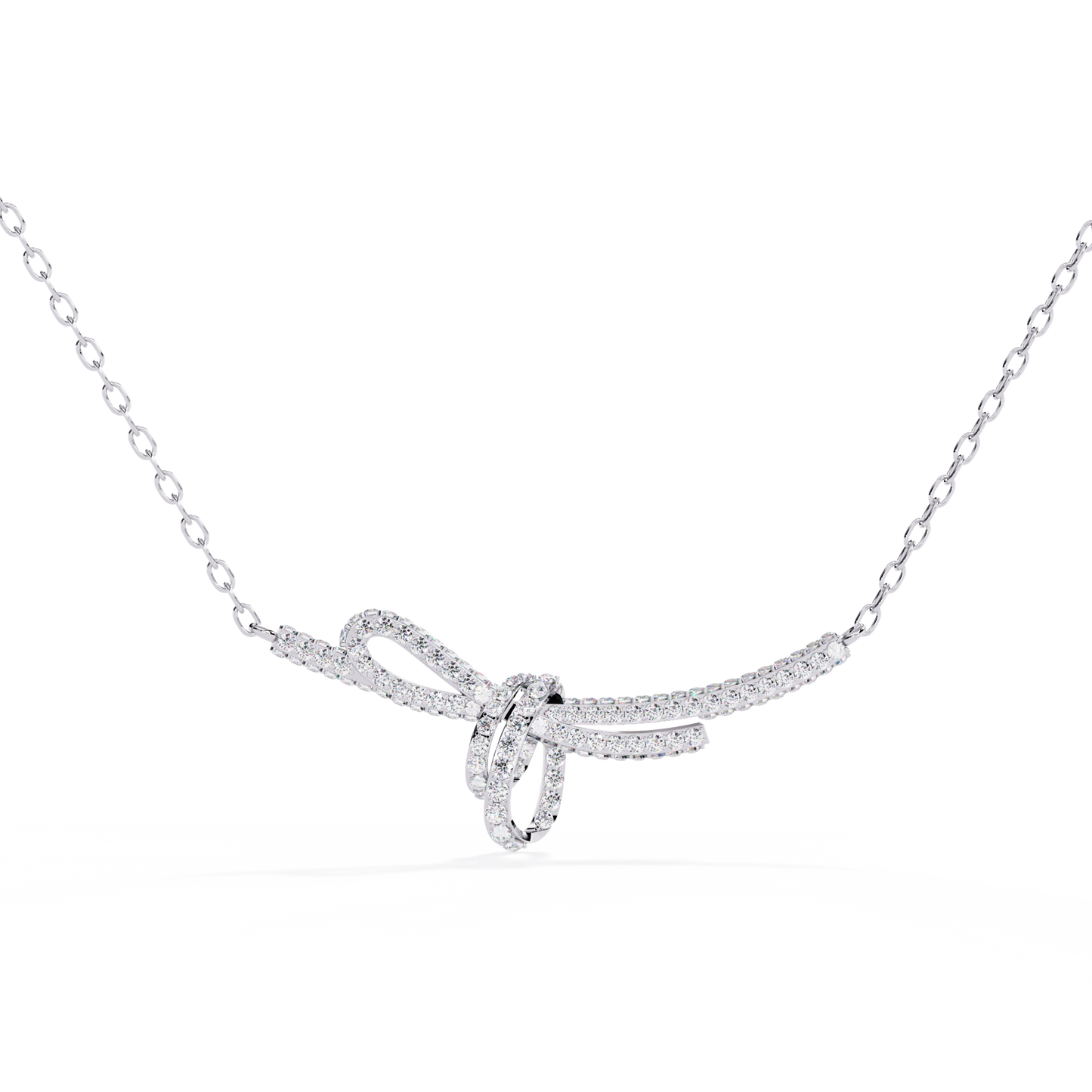 bijou ribbon pavé lab grown diamond necklace