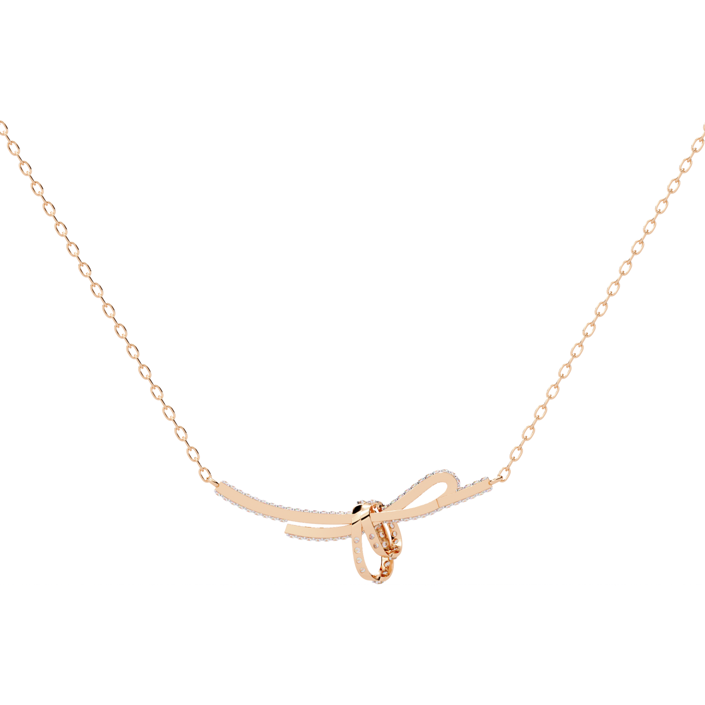 bijou ribbon pavé lab grown diamond necklace