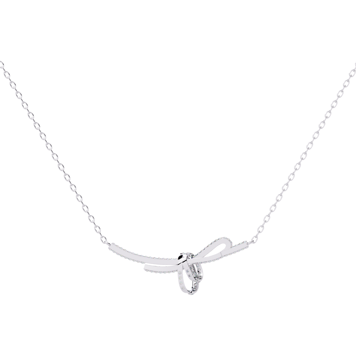 bijou ribbon pavé lab grown diamond necklace