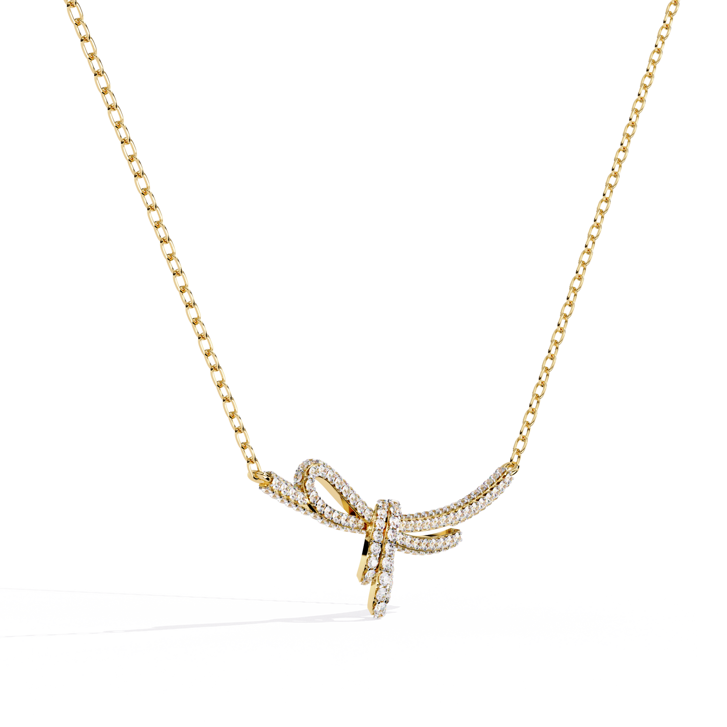 bijou ribbon pavé lab grown diamond necklace