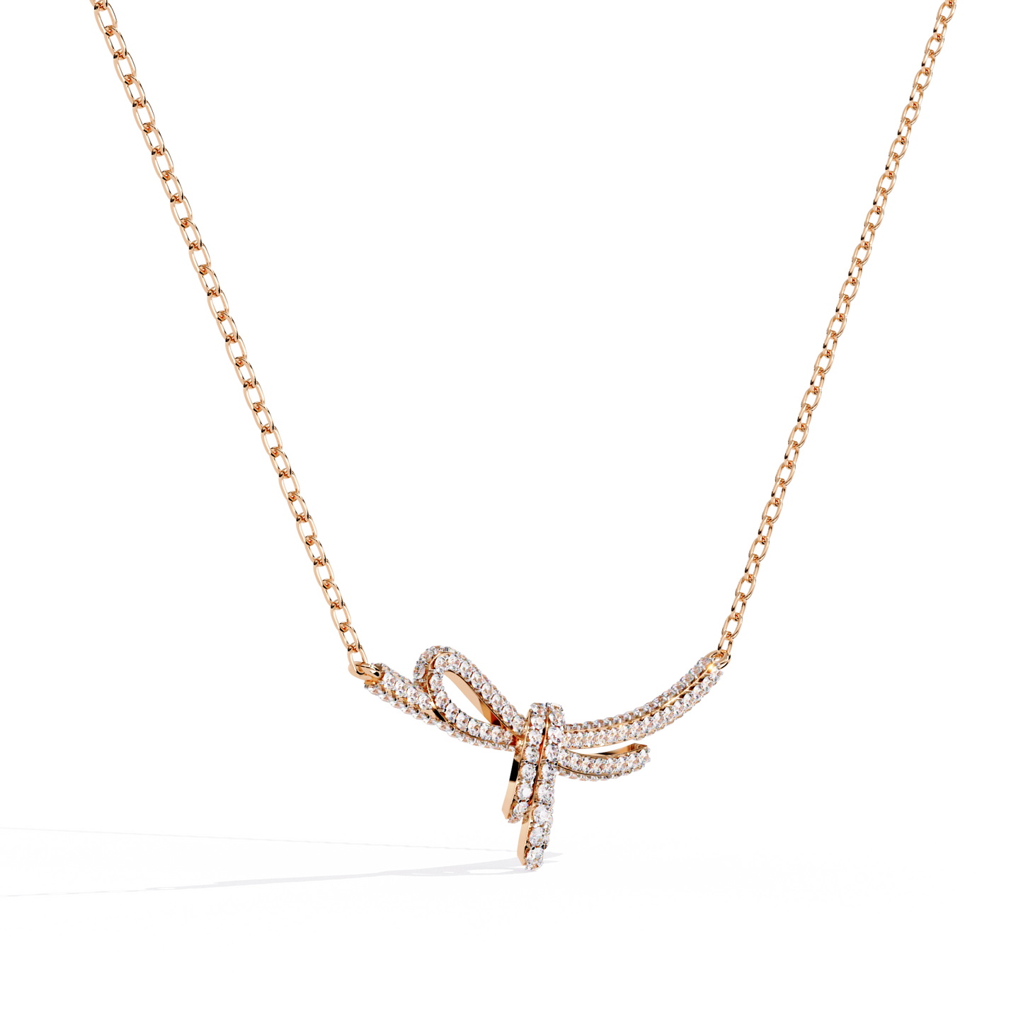 bijou ribbon pavé lab grown diamond necklace