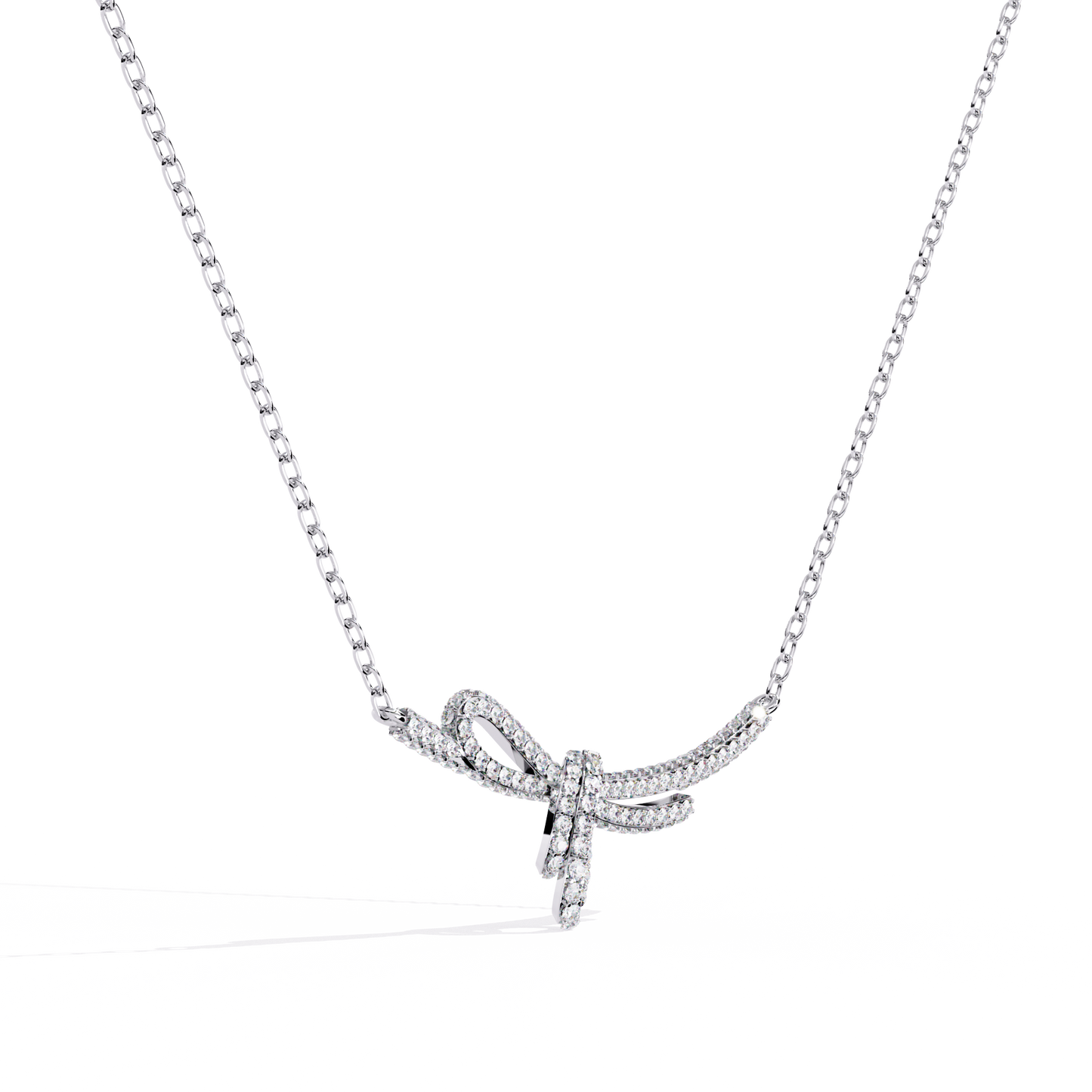 bijou ribbon pavé lab grown diamond necklace