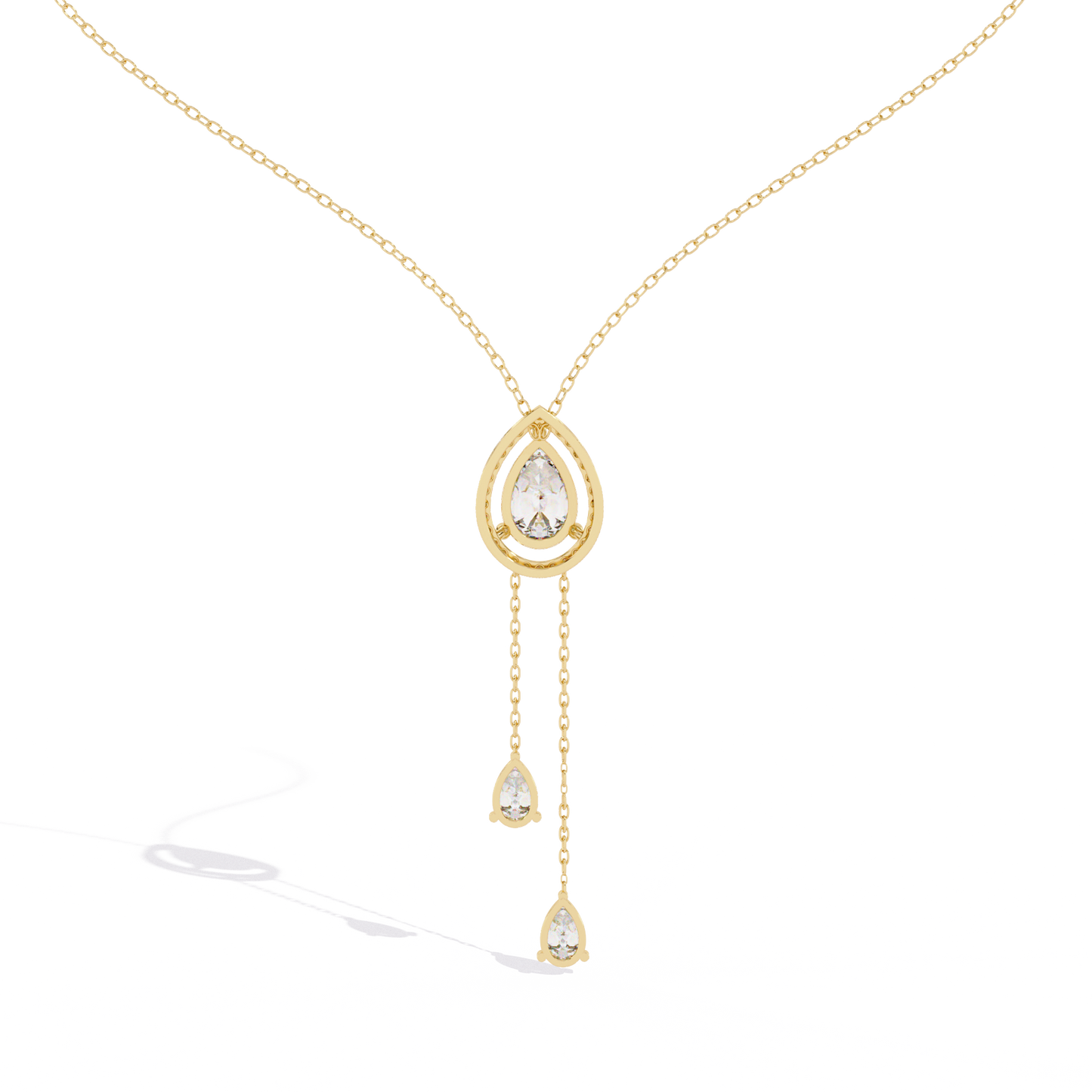 serenata pear lariat lab grown diamond necklace