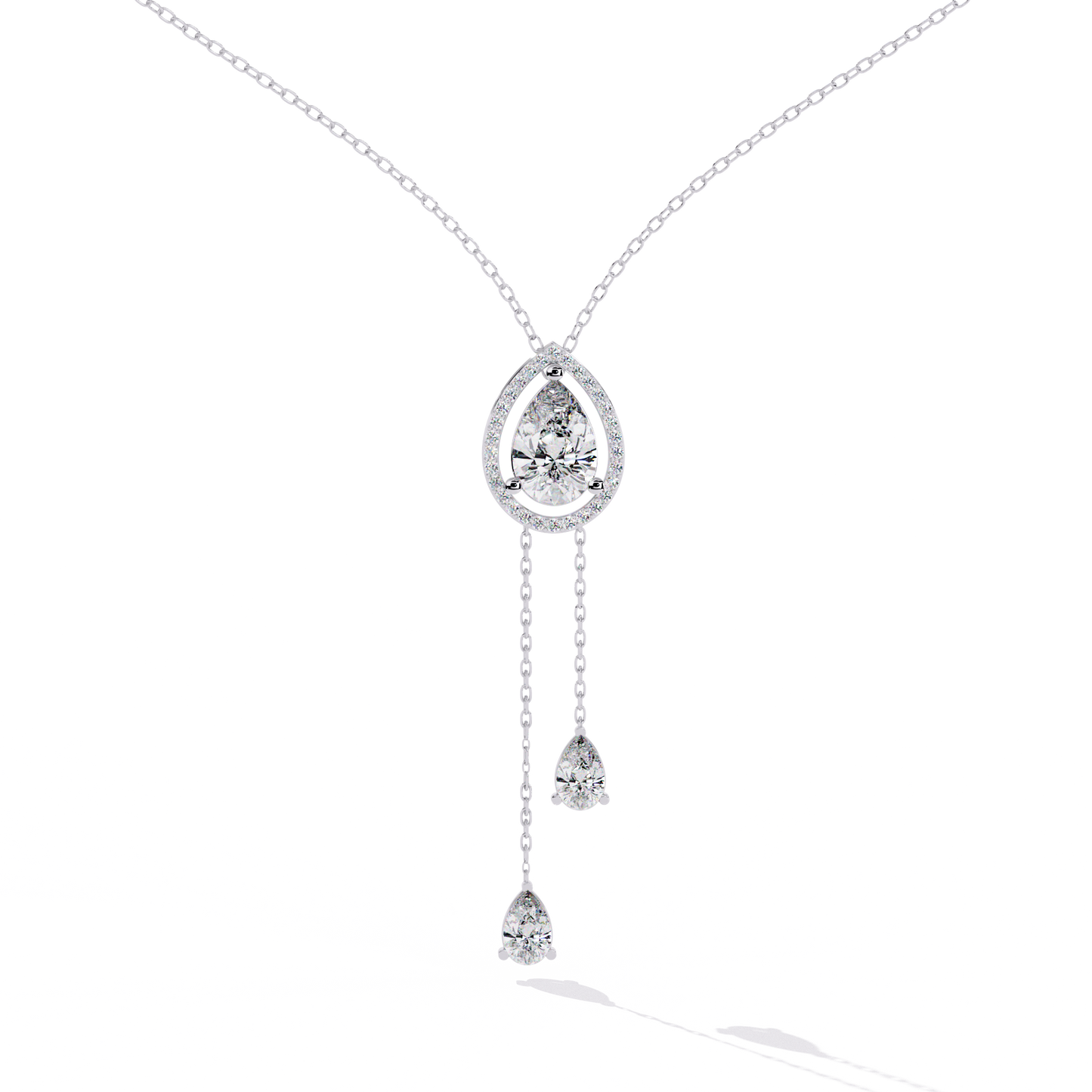 serenata pear lariat lab grown diamond necklace