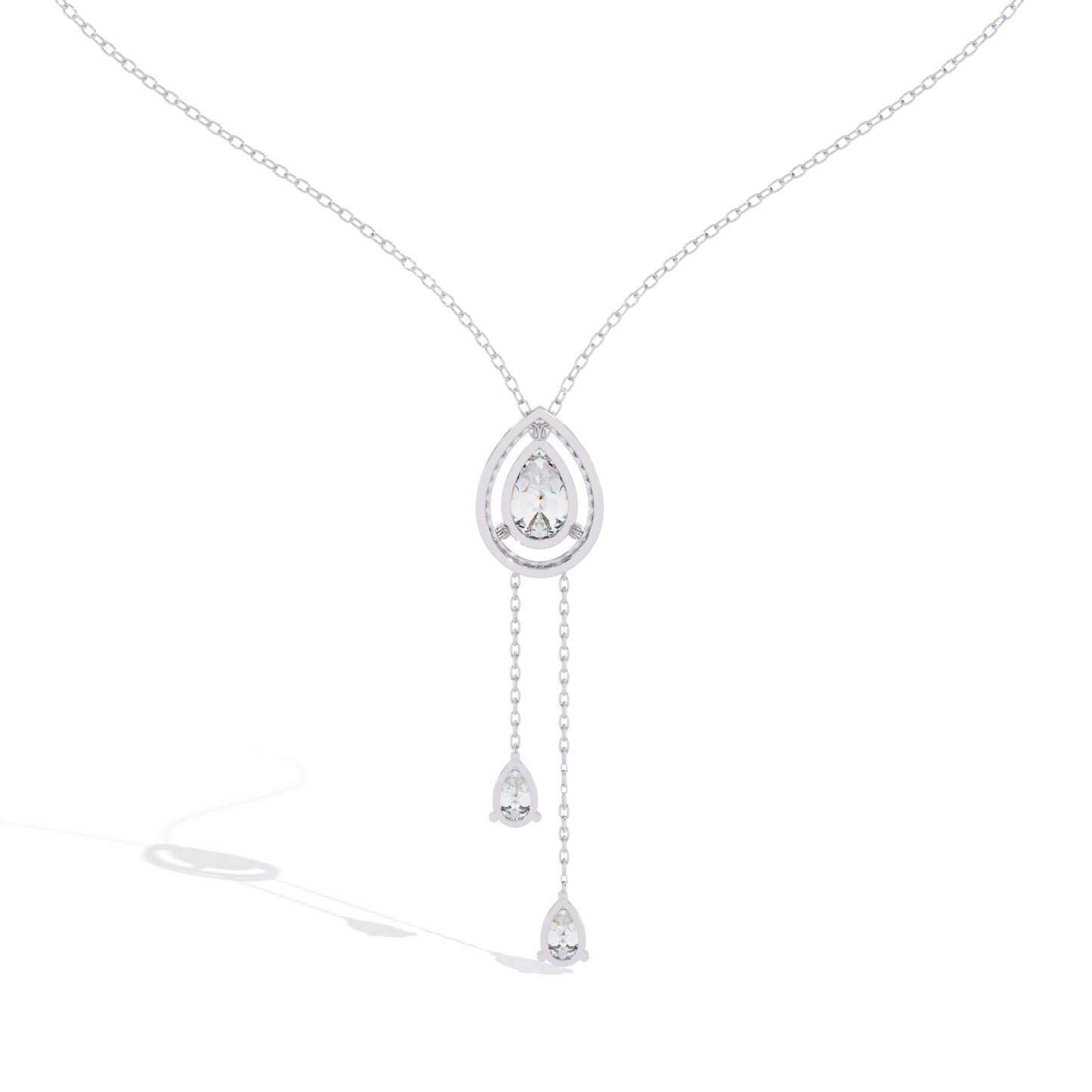 serenata pear lariat lab grown diamond necklace