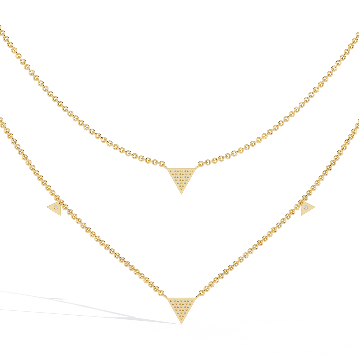 trinity geo double chain lab grown diamond necklace