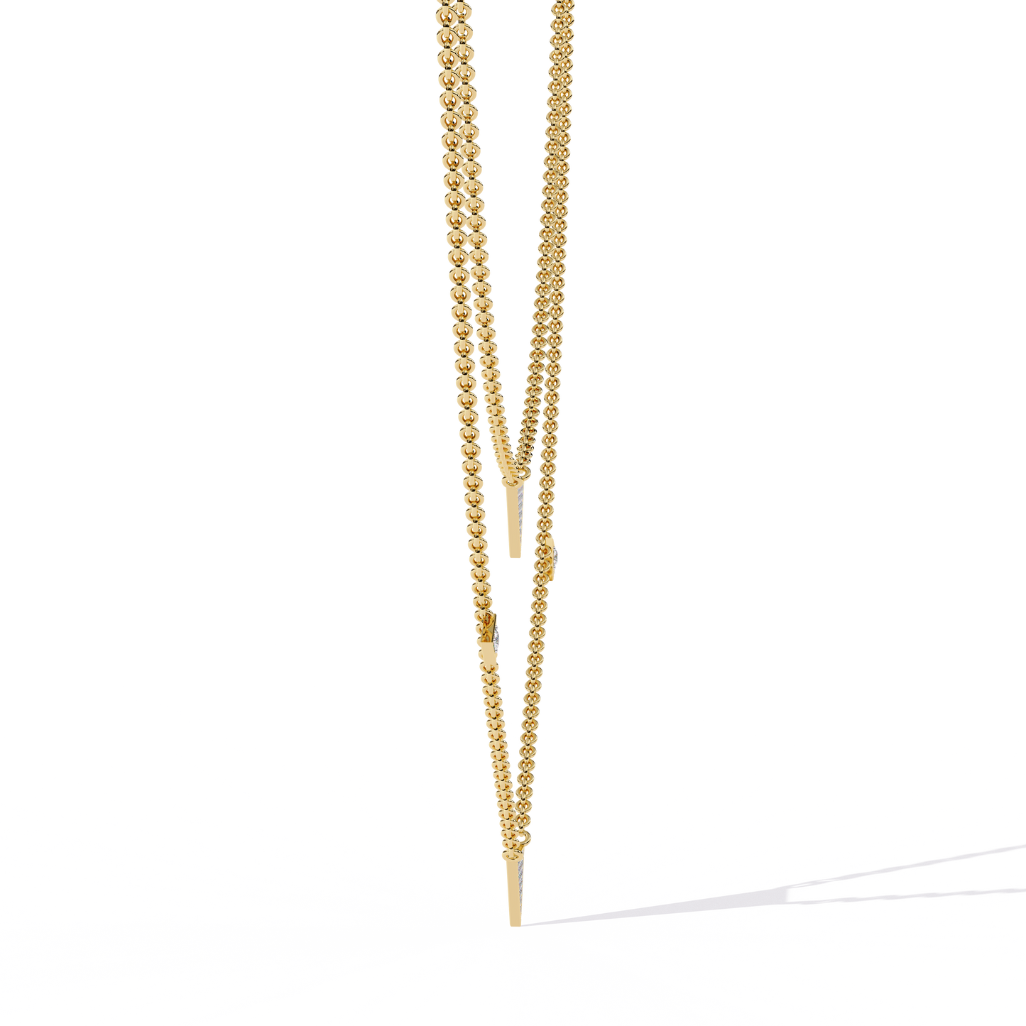 trinity geo double chain lab grown diamond necklace