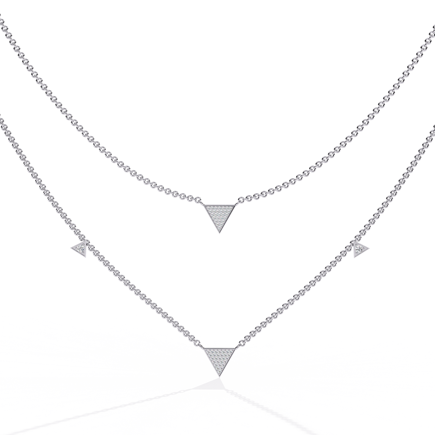 trinity geo double chain lab grown diamond necklace