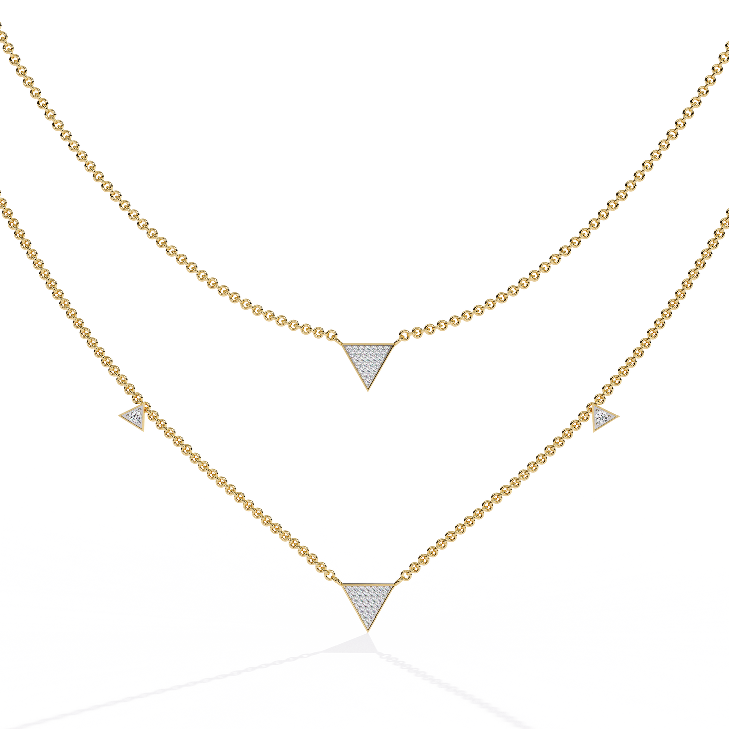 trinity geo double chain lab grown diamond necklace