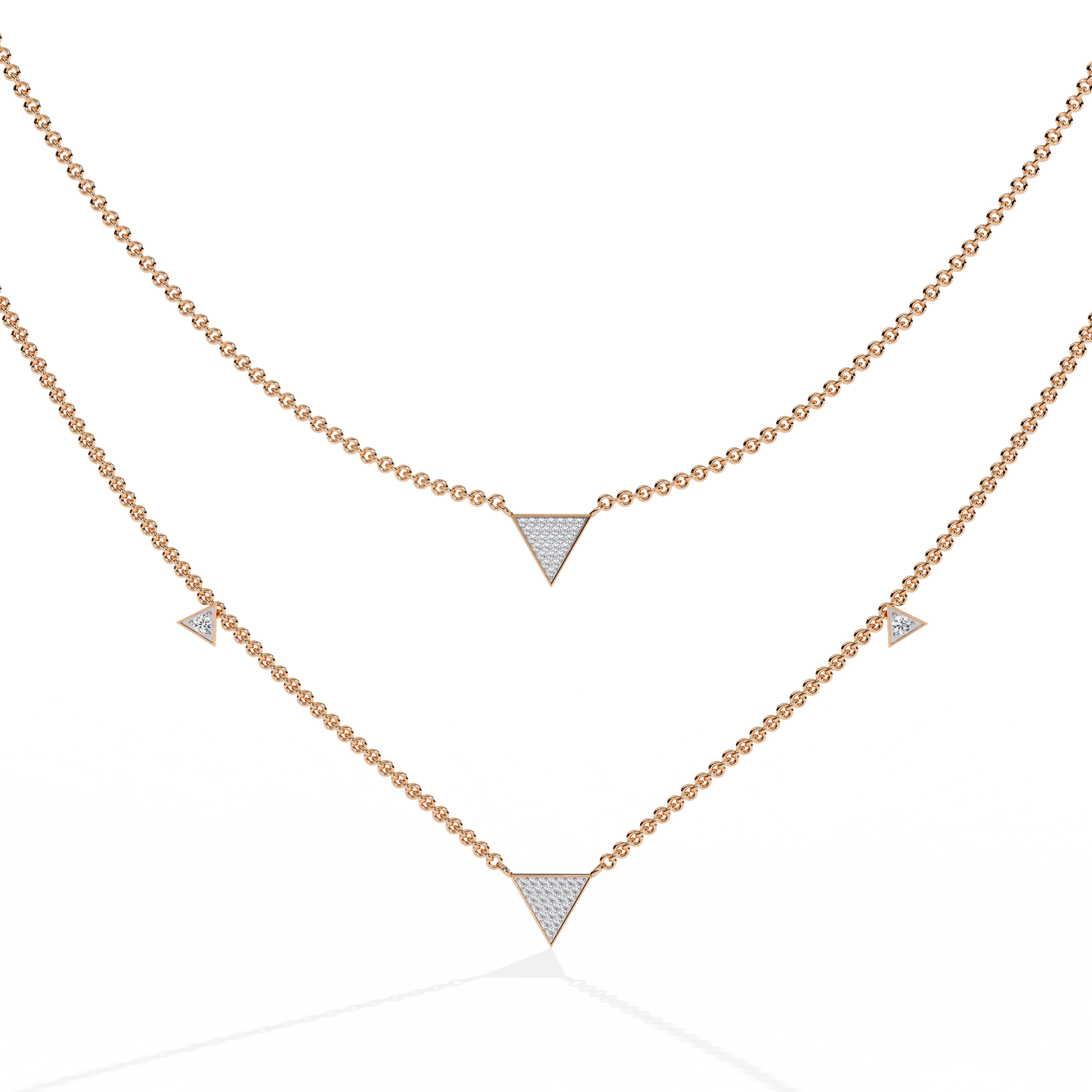trinity geo double chain lab grown diamond necklace