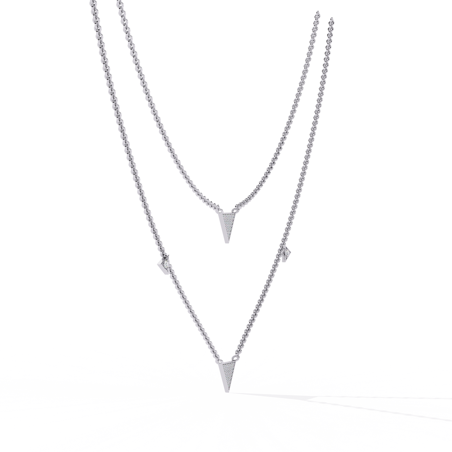 trinity geo double chain lab grown diamond necklace