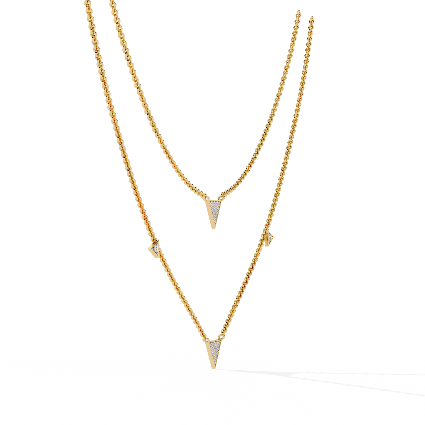 trinity geo double chain lab grown diamond necklace