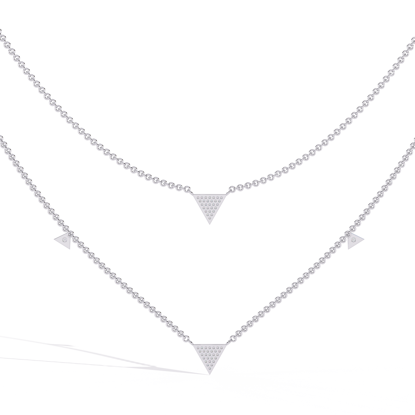 trinity geo double chain lab grown diamond necklace