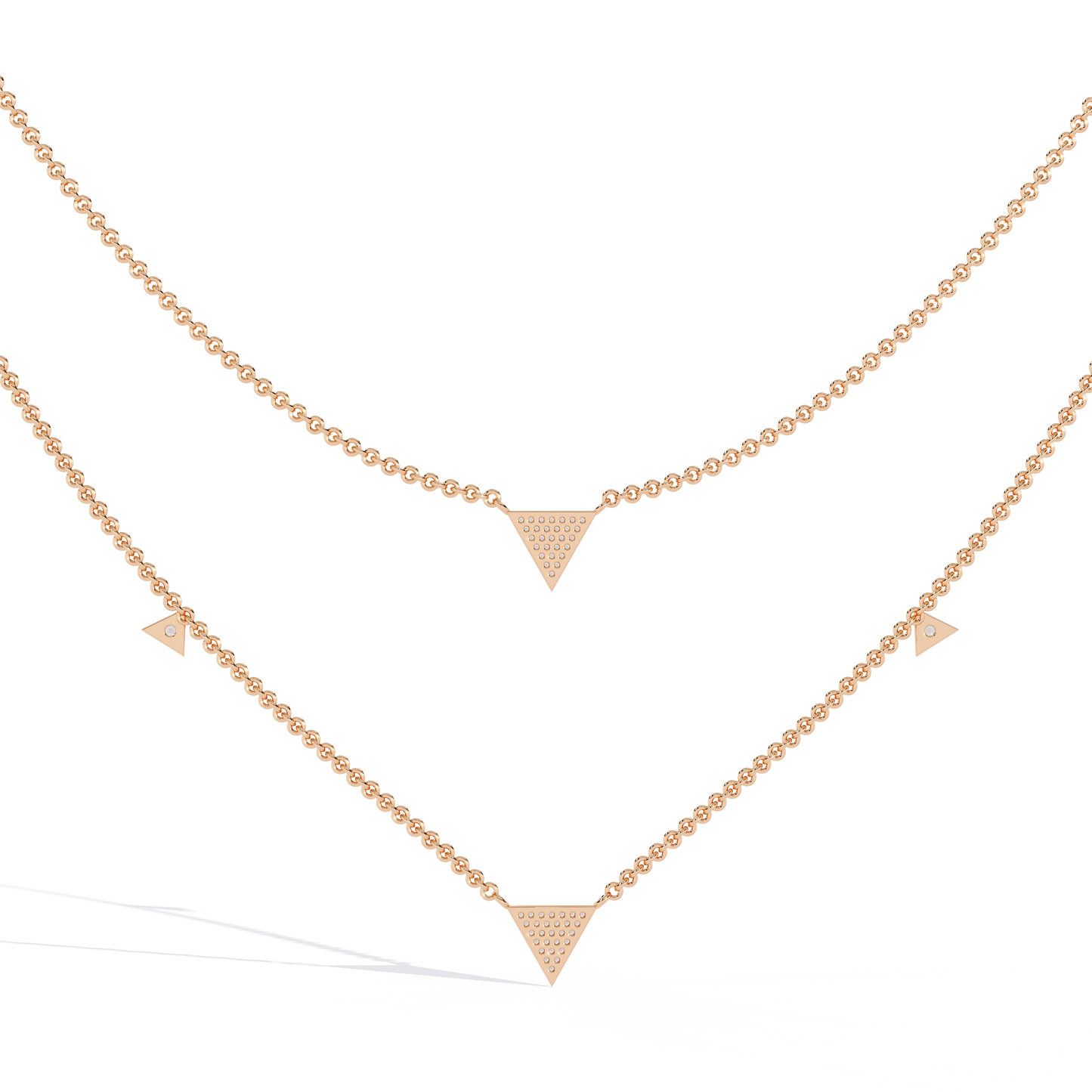 trinity geo double chain lab grown diamond necklace