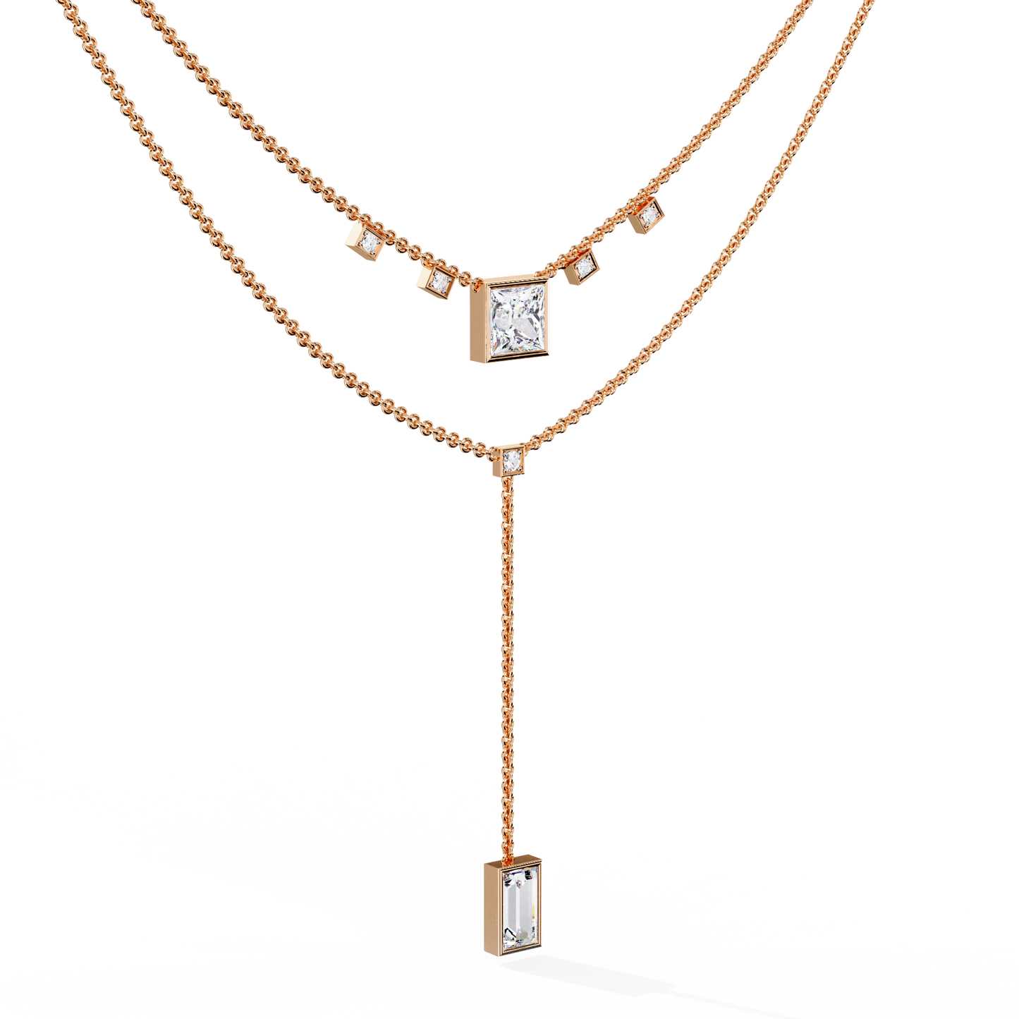 metro stream geometric lariat lab grown diamond necklace