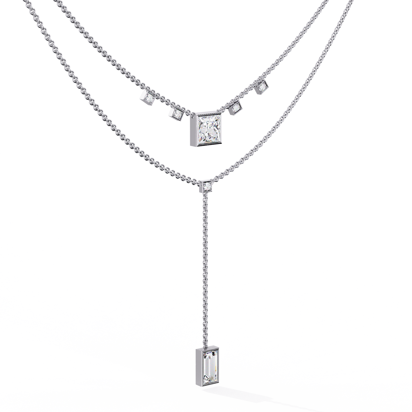 metro stream geometric lariat lab grown diamond necklace