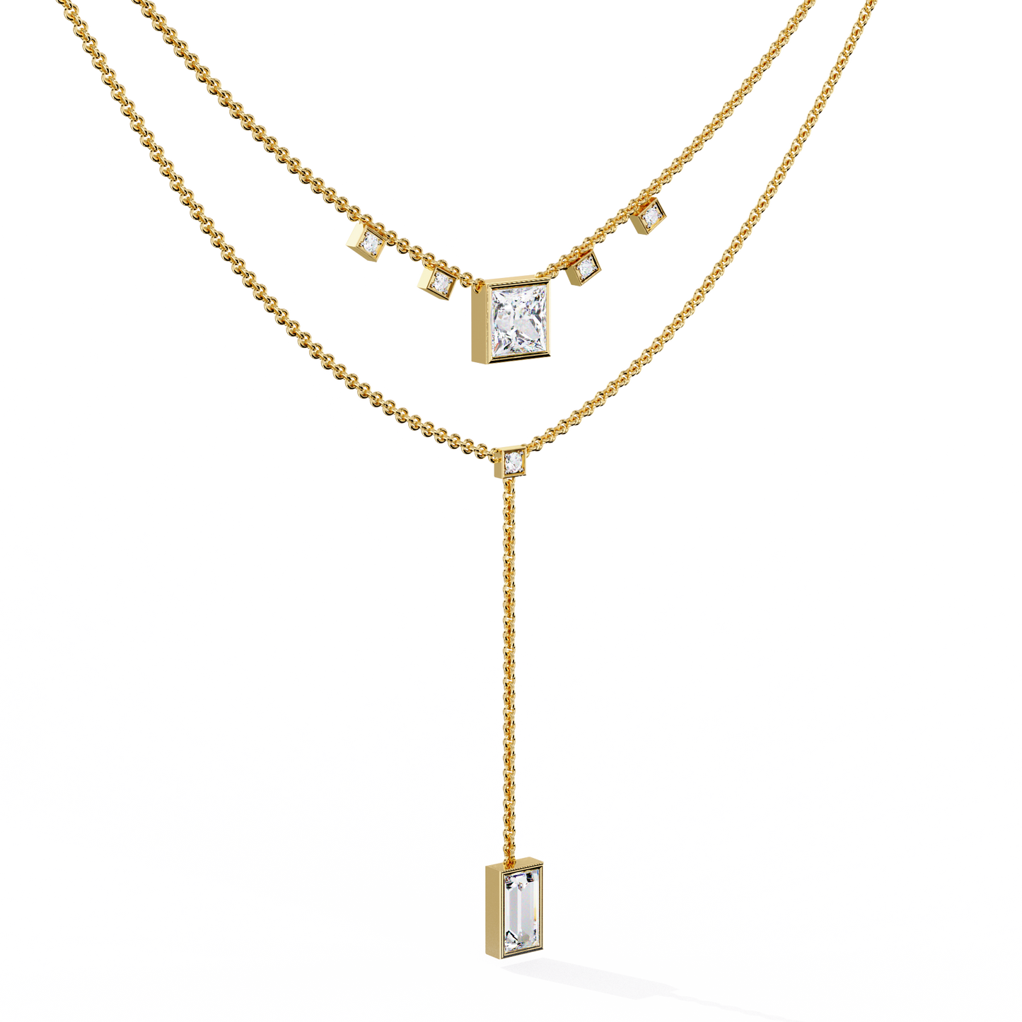 metro stream geometric lariat lab grown diamond necklace