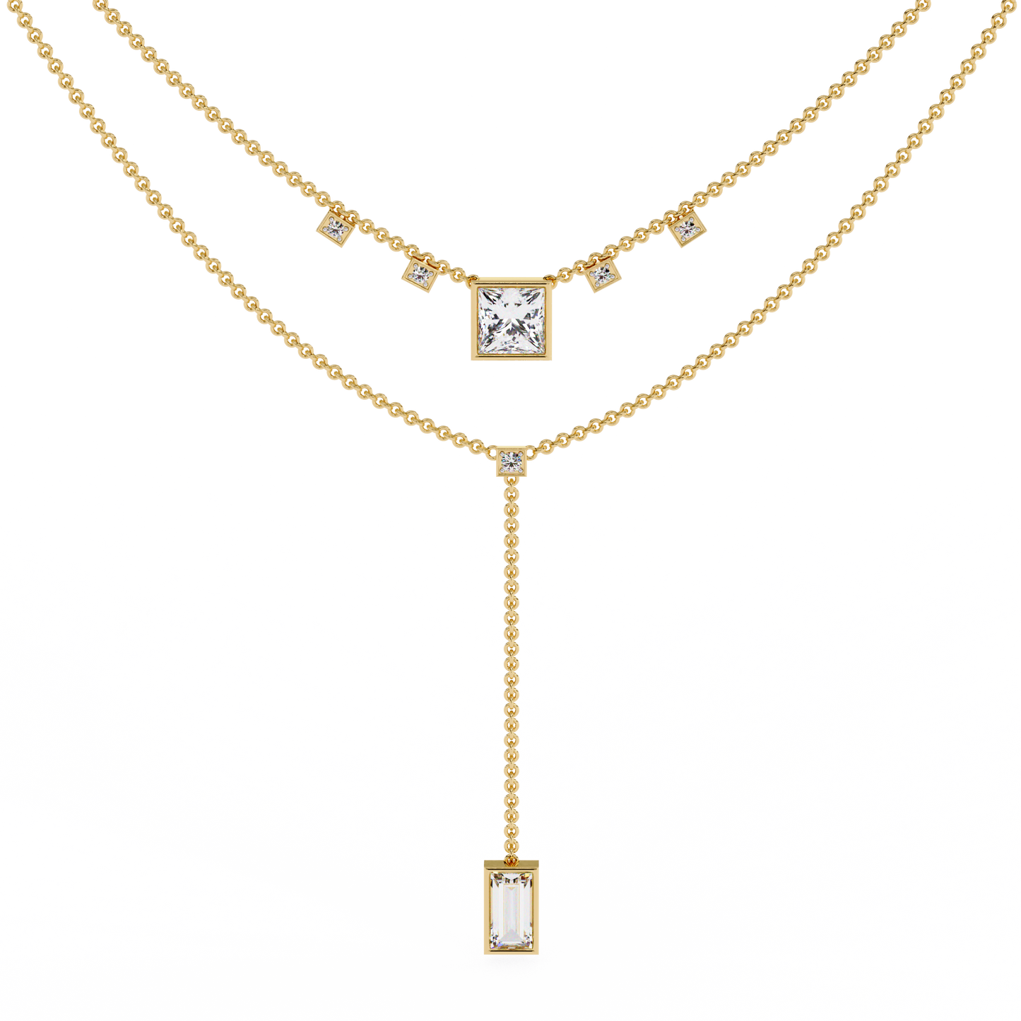 metro stream geometric lariat lab grown diamond necklace