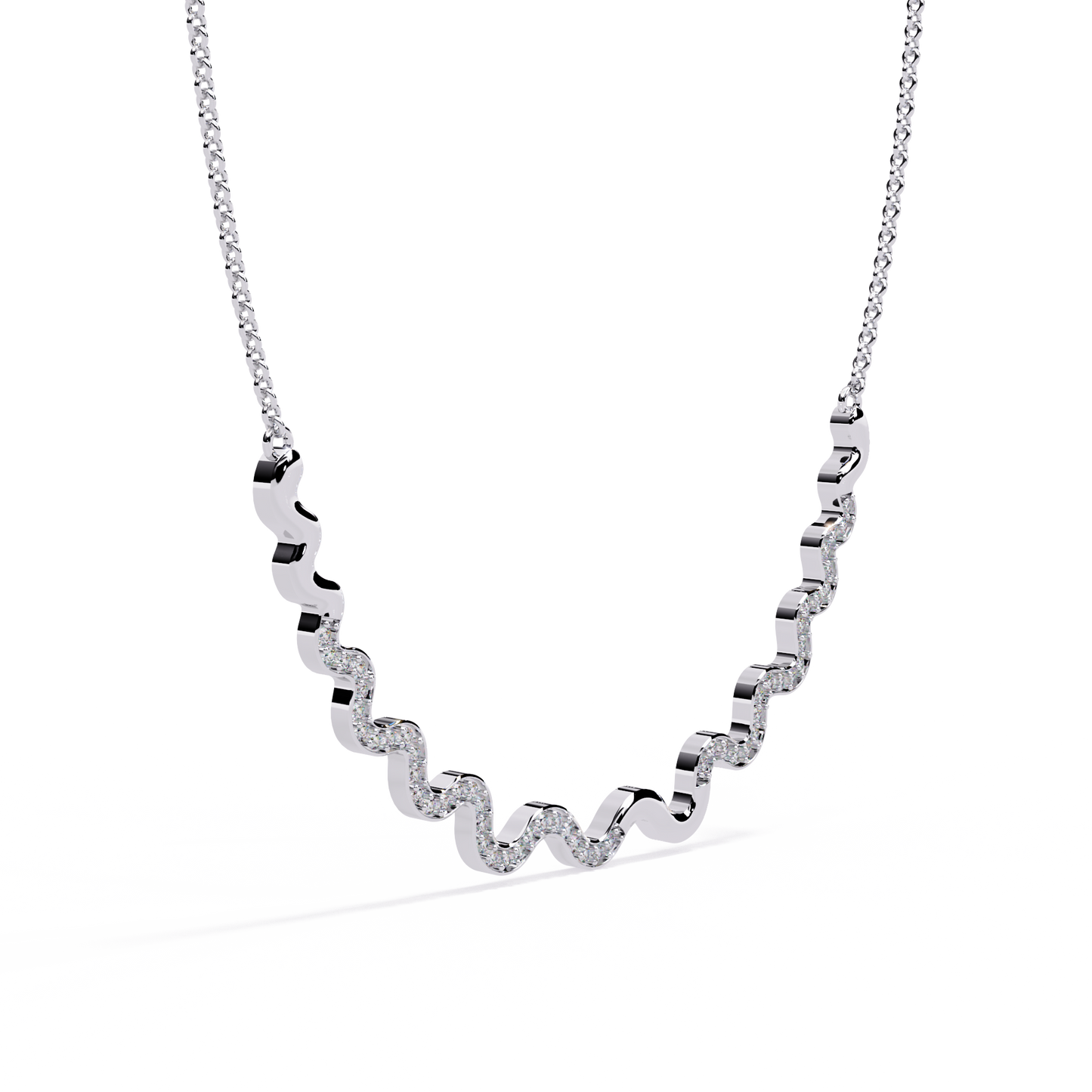 celestia wave pavé lab grown diamond necklace