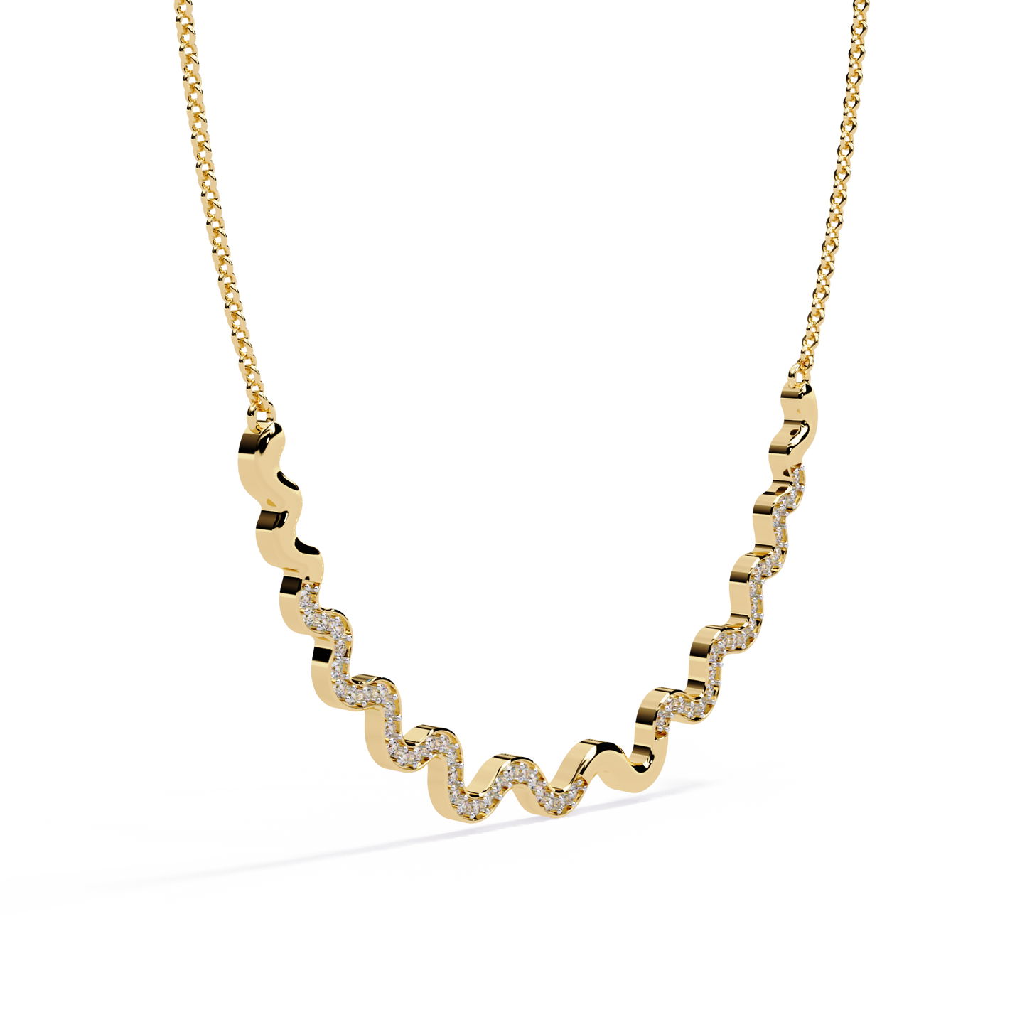 celestia wave pavé lab grown diamond necklace