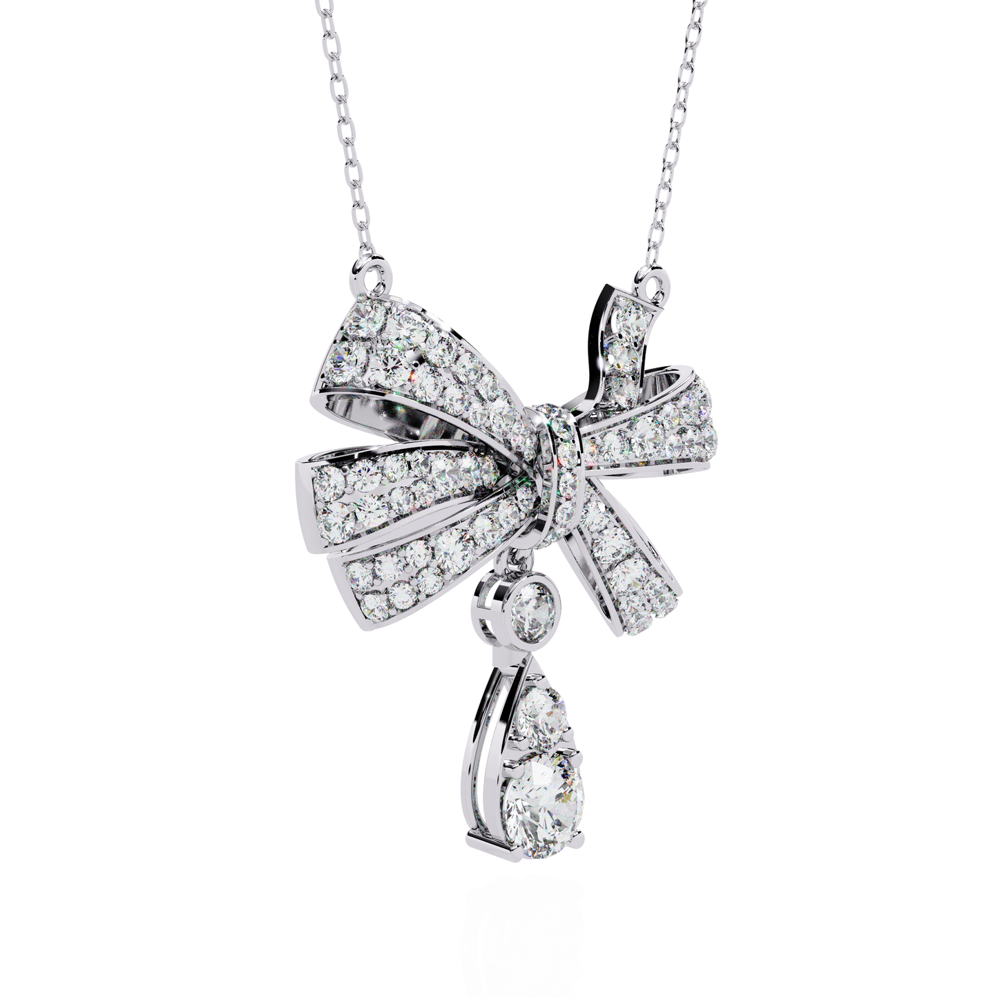 soirée grande bow drop lab grown diamond necklace