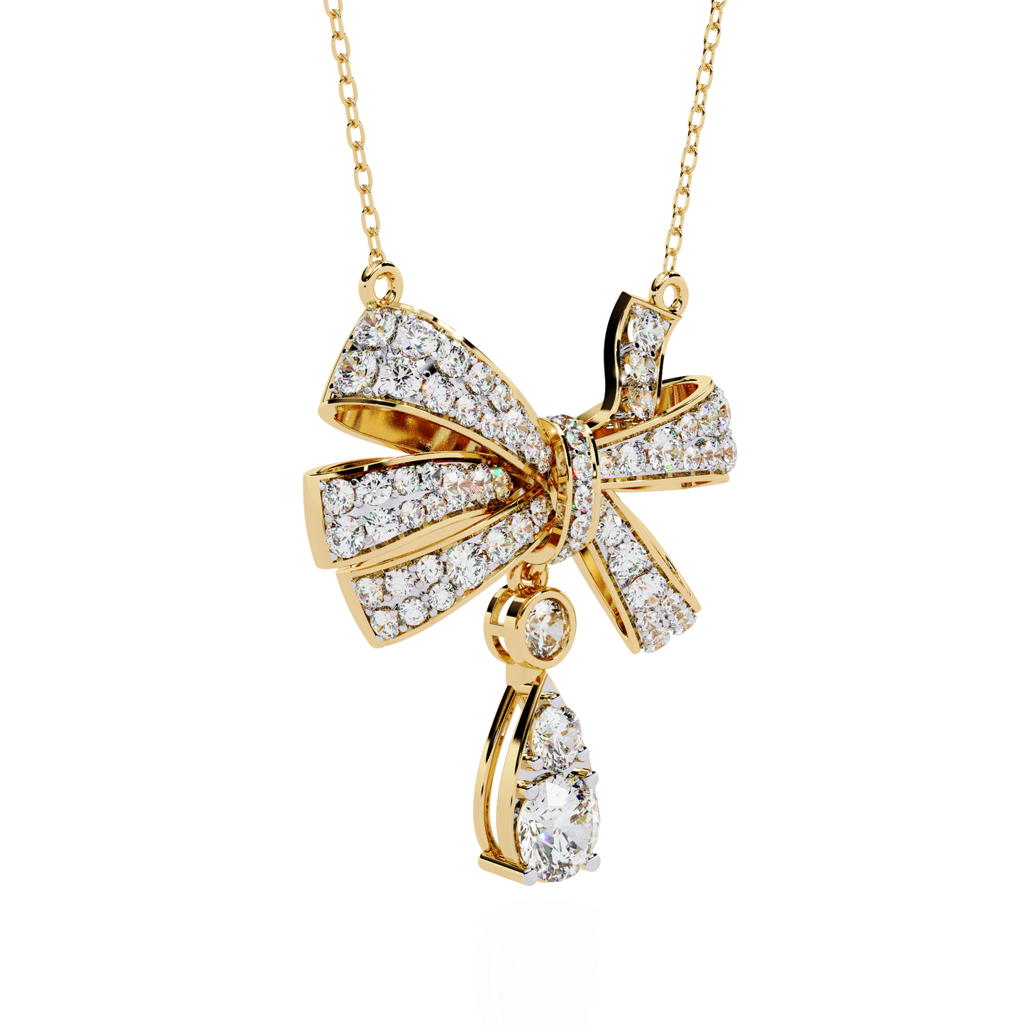 soirée grande bow drop lab grown diamond necklace