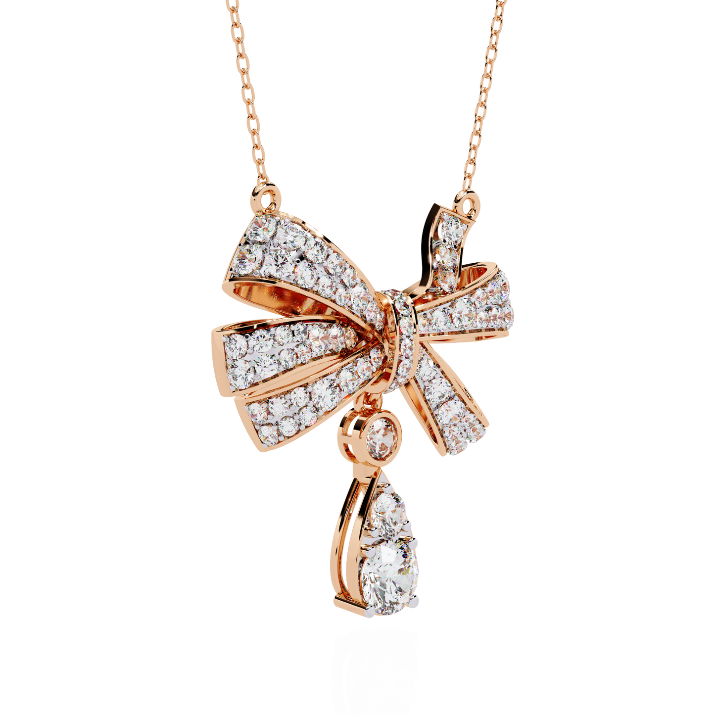 soirée grande bow drop lab grown diamond necklace