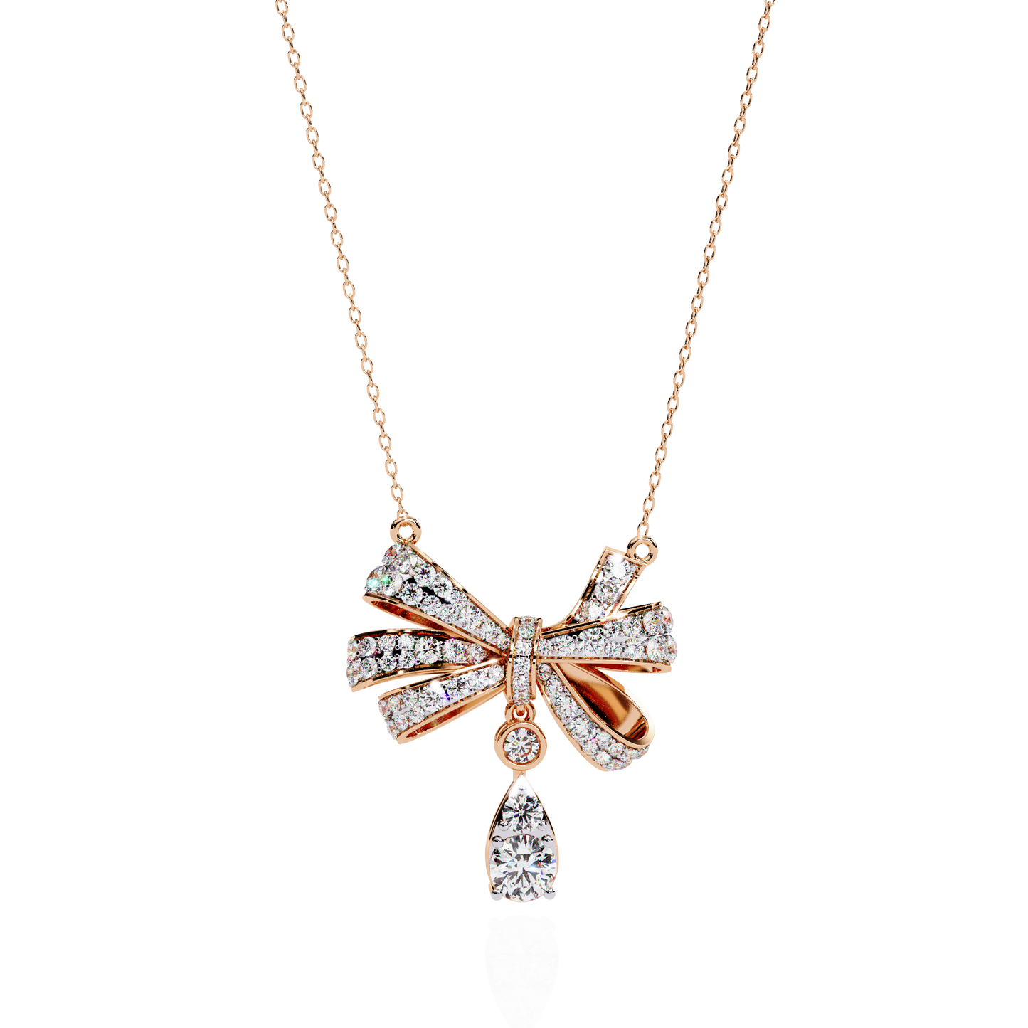 soirée grande bow drop lab grown diamond necklace
