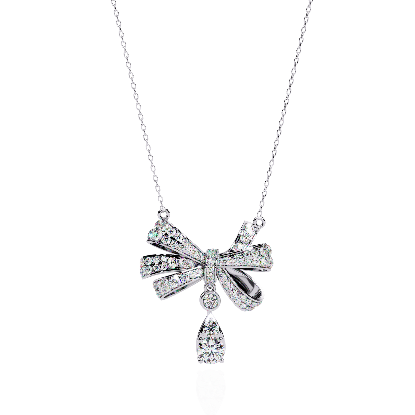 soirée grande bow drop lab grown diamond necklace