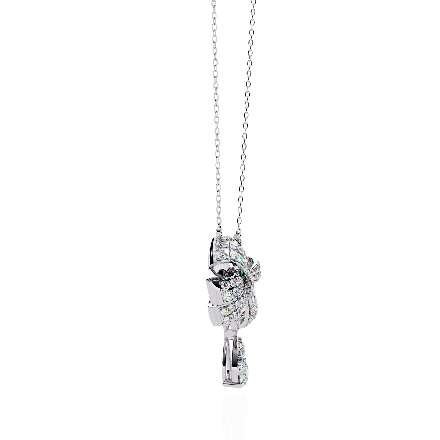 soirée grande bow drop lab grown diamond necklace