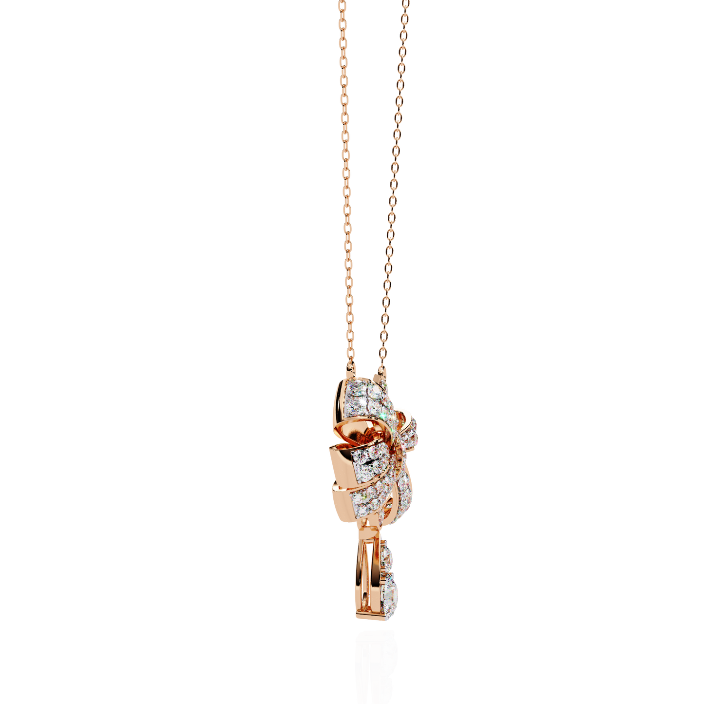 soirée grande bow drop lab grown diamond necklace
