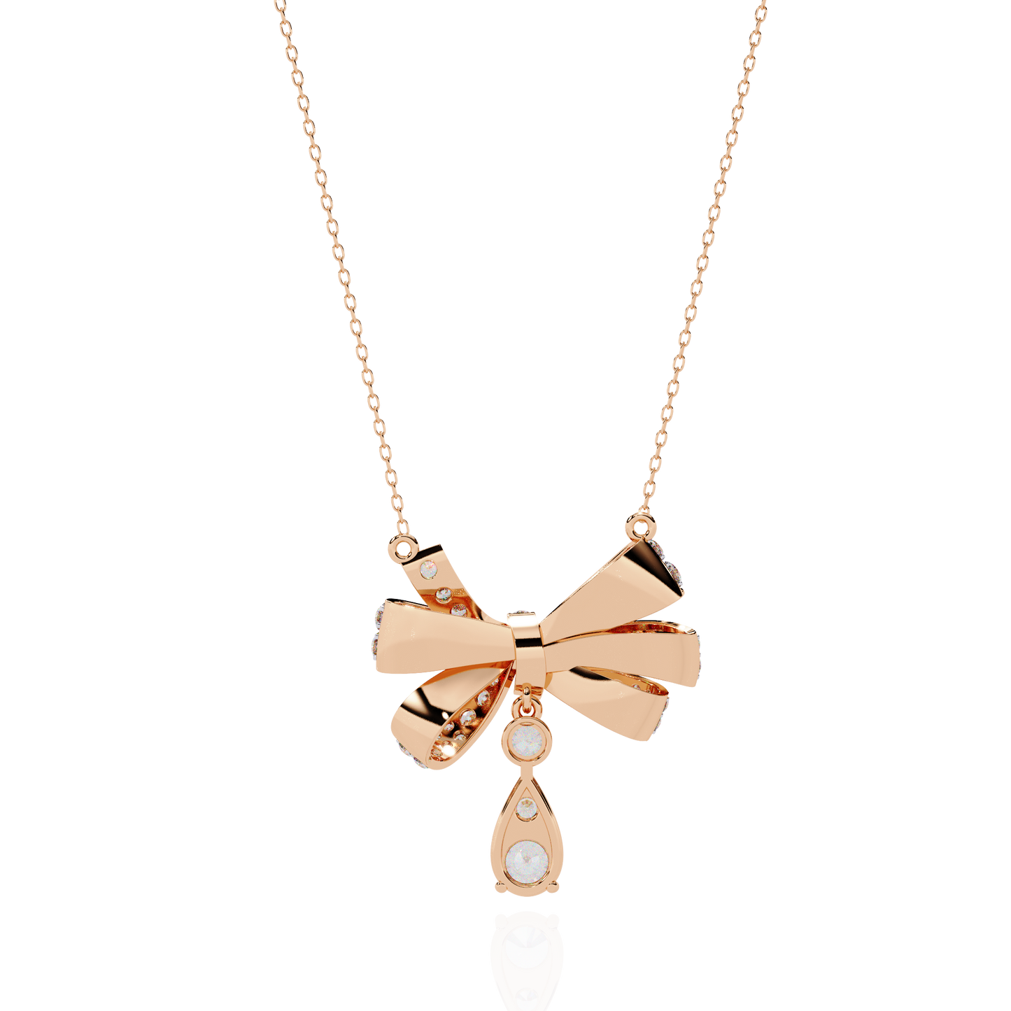 soirée grande bow drop lab grown diamond necklace