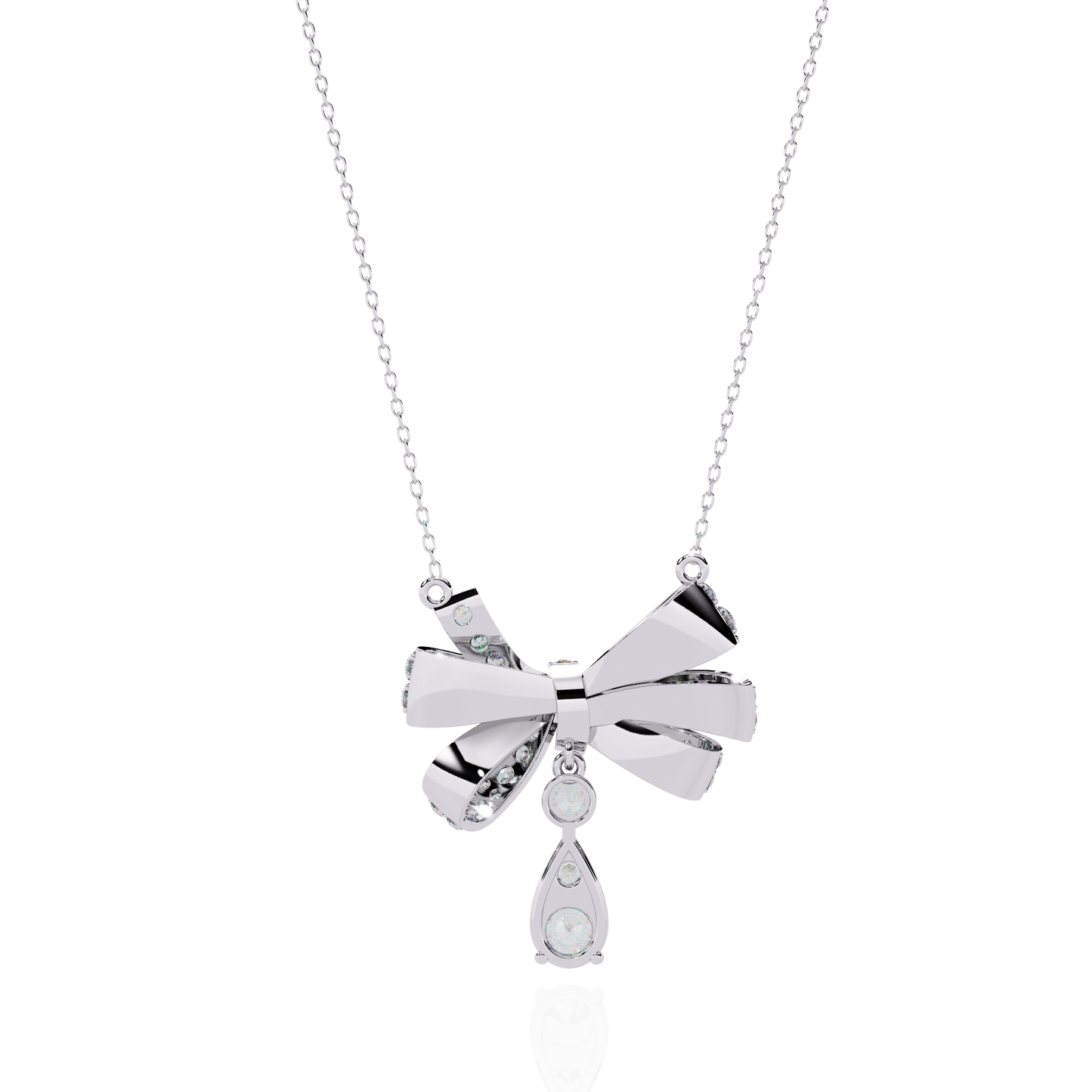 soirée grande bow drop lab grown diamond necklace