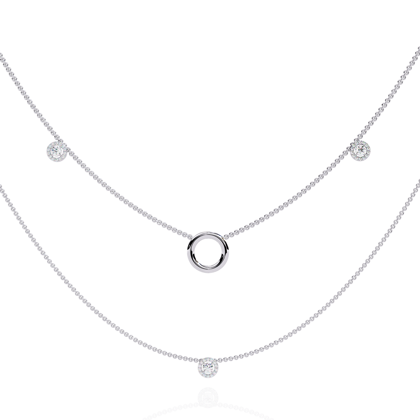 halo loop double layer lab grown diamond necklace