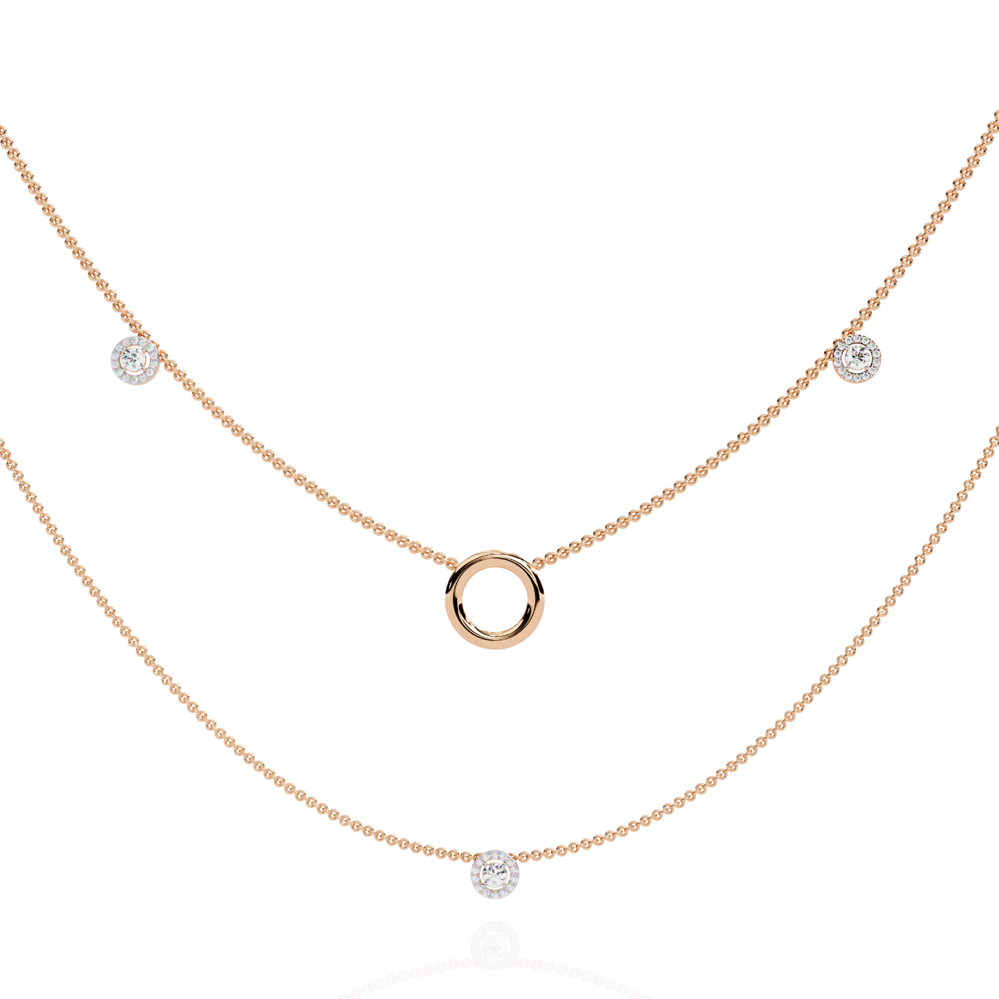halo loop double layer lab grown diamond necklace