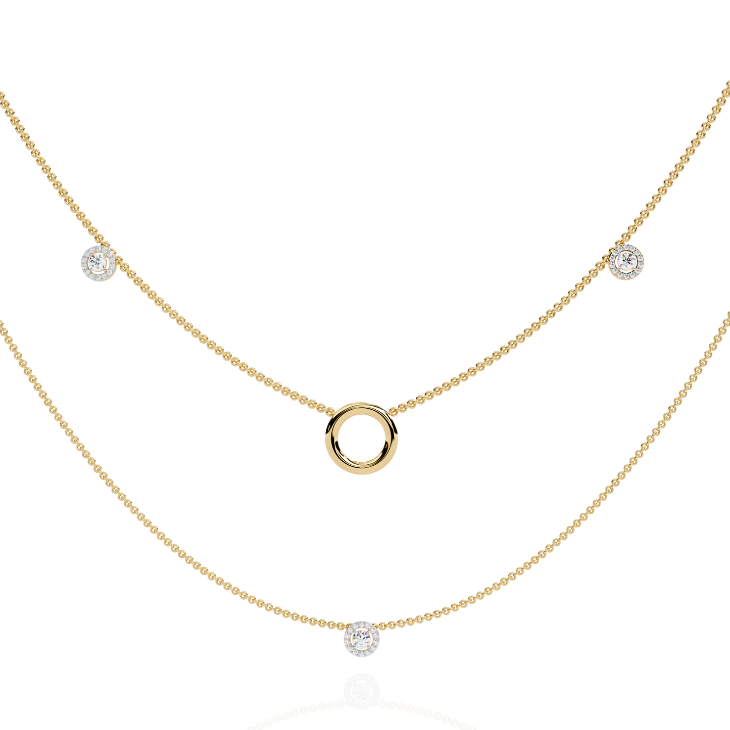 halo loop double layer lab grown diamond necklace