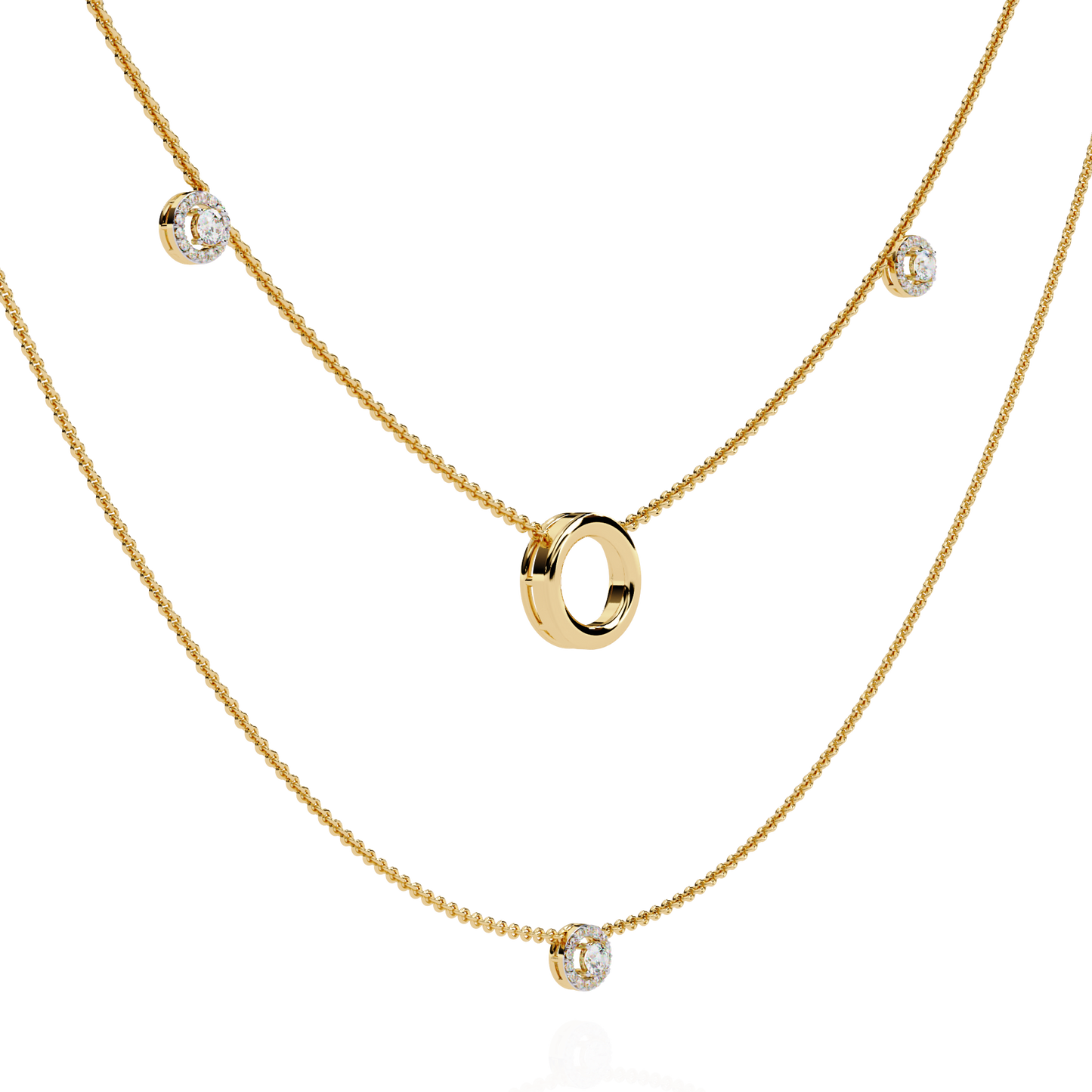 halo loop double layer lab grown diamond necklace