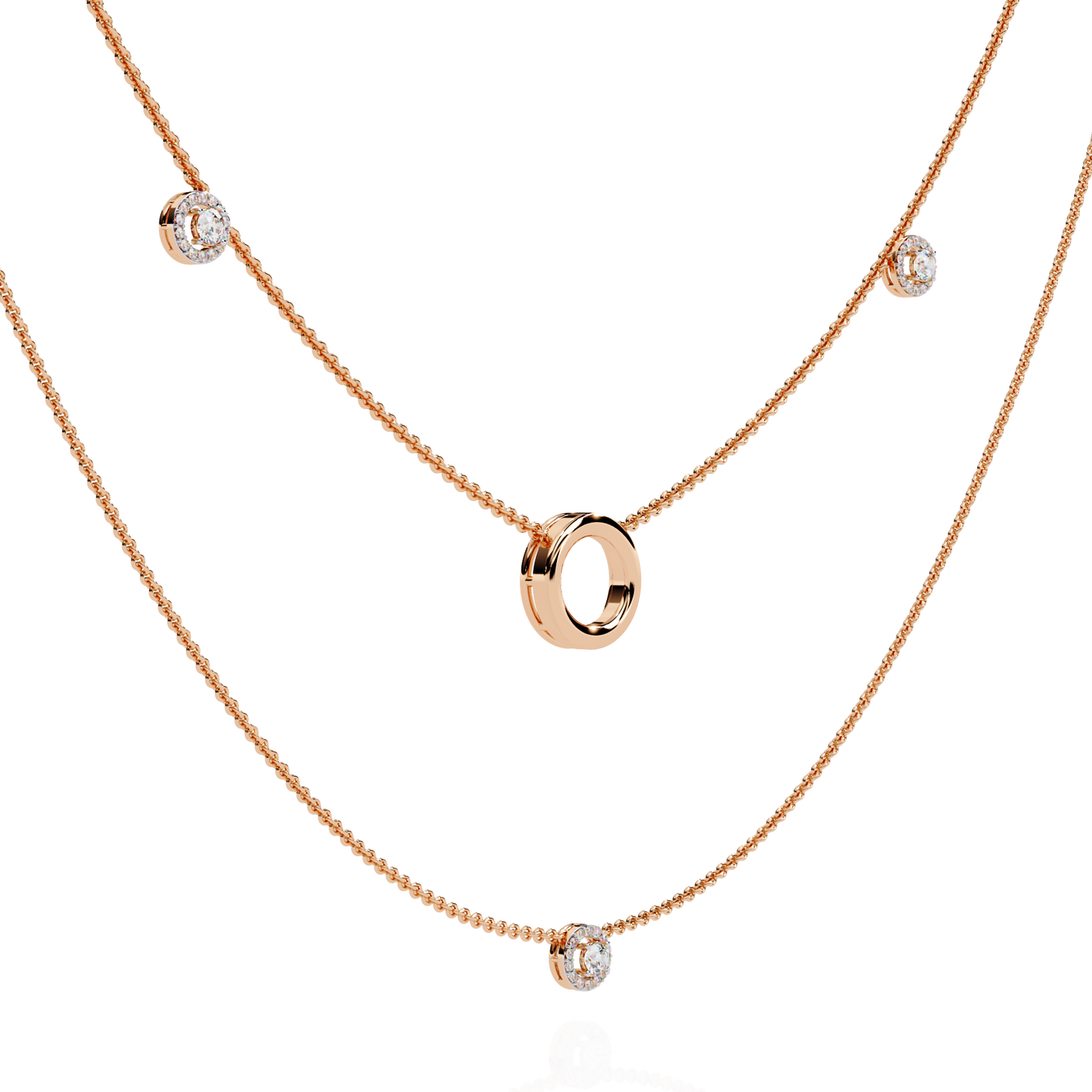 halo loop double layer lab grown diamond necklace