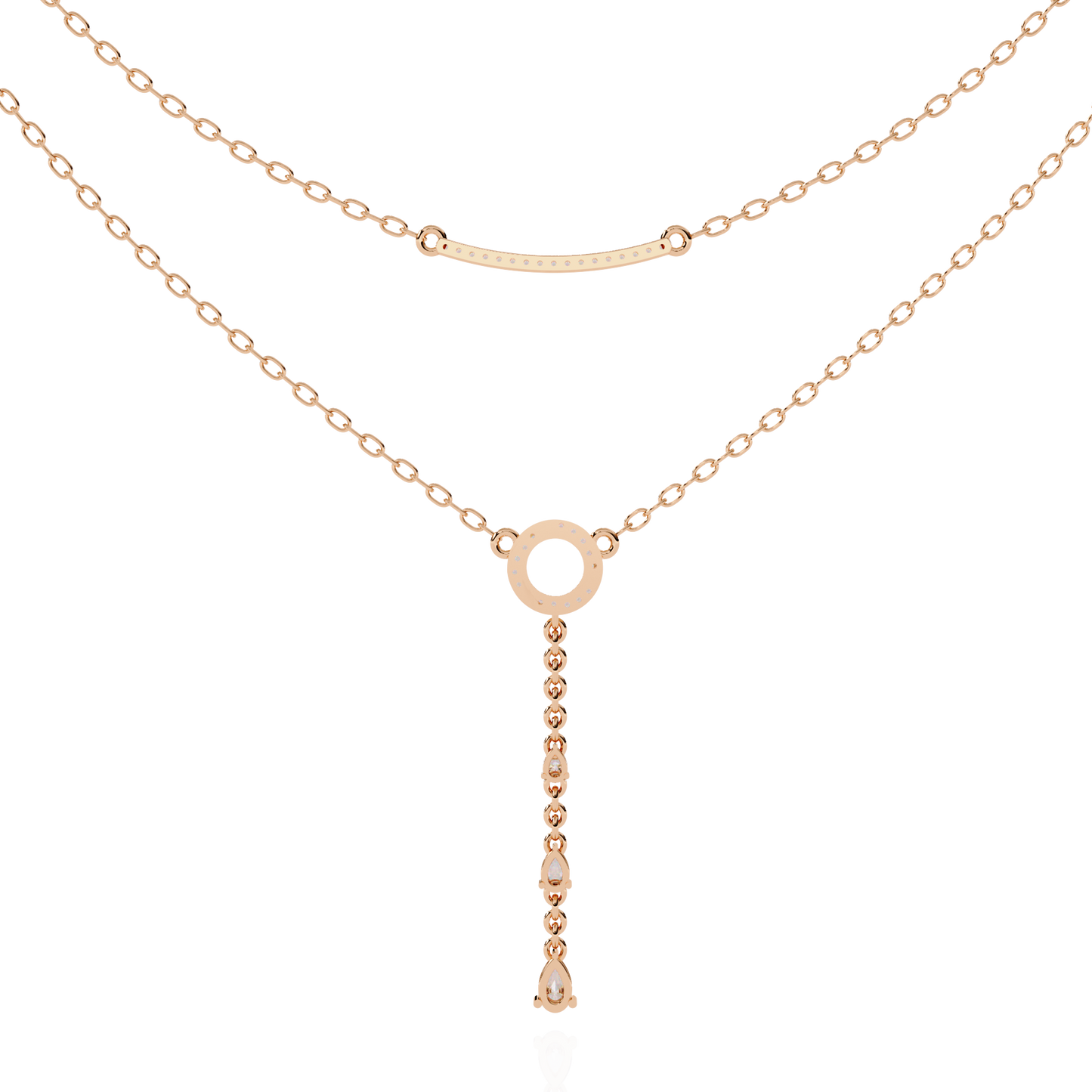 cascade halo lariat lab grown diamond necklace