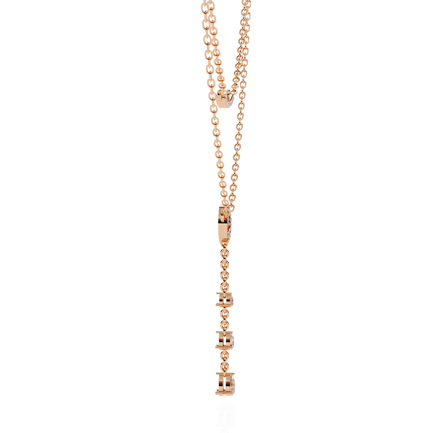cascade halo lariat lab grown diamond necklace