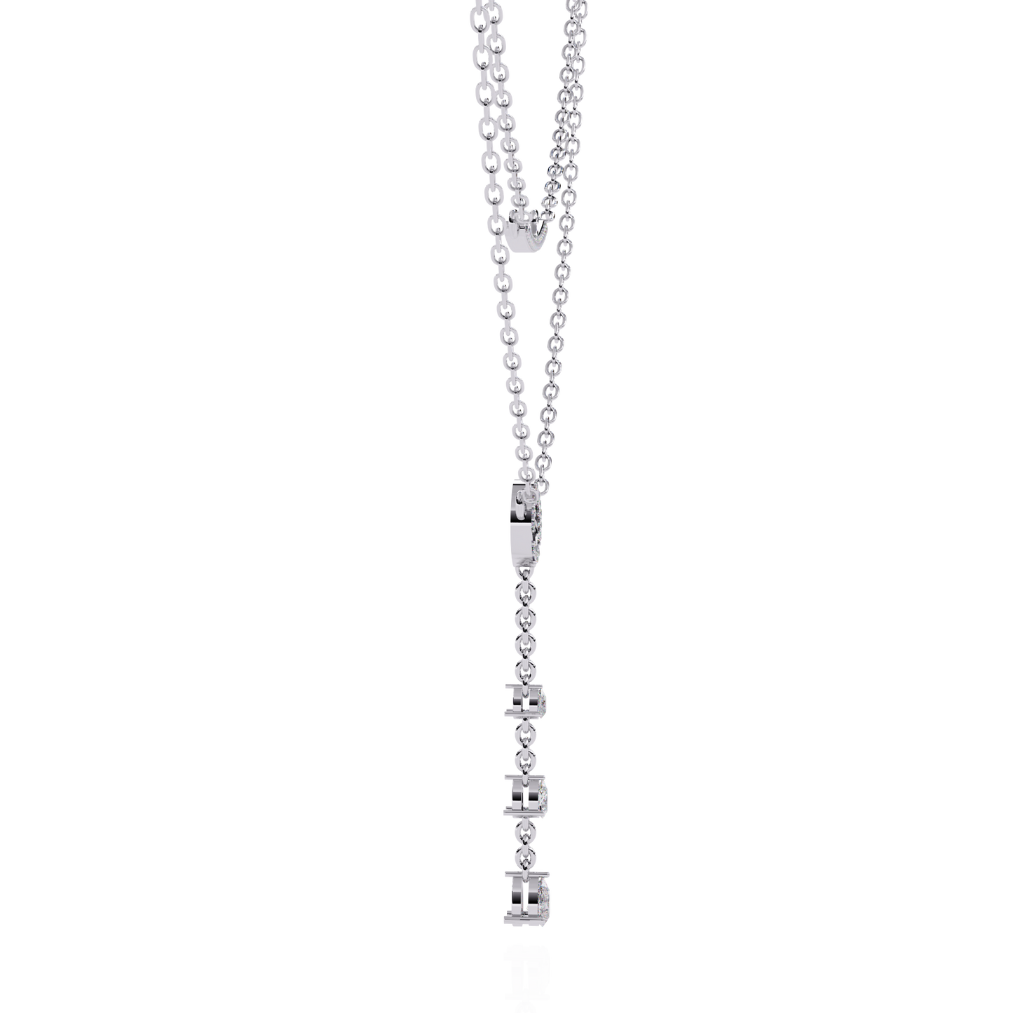 cascade halo lariat lab grown diamond necklace