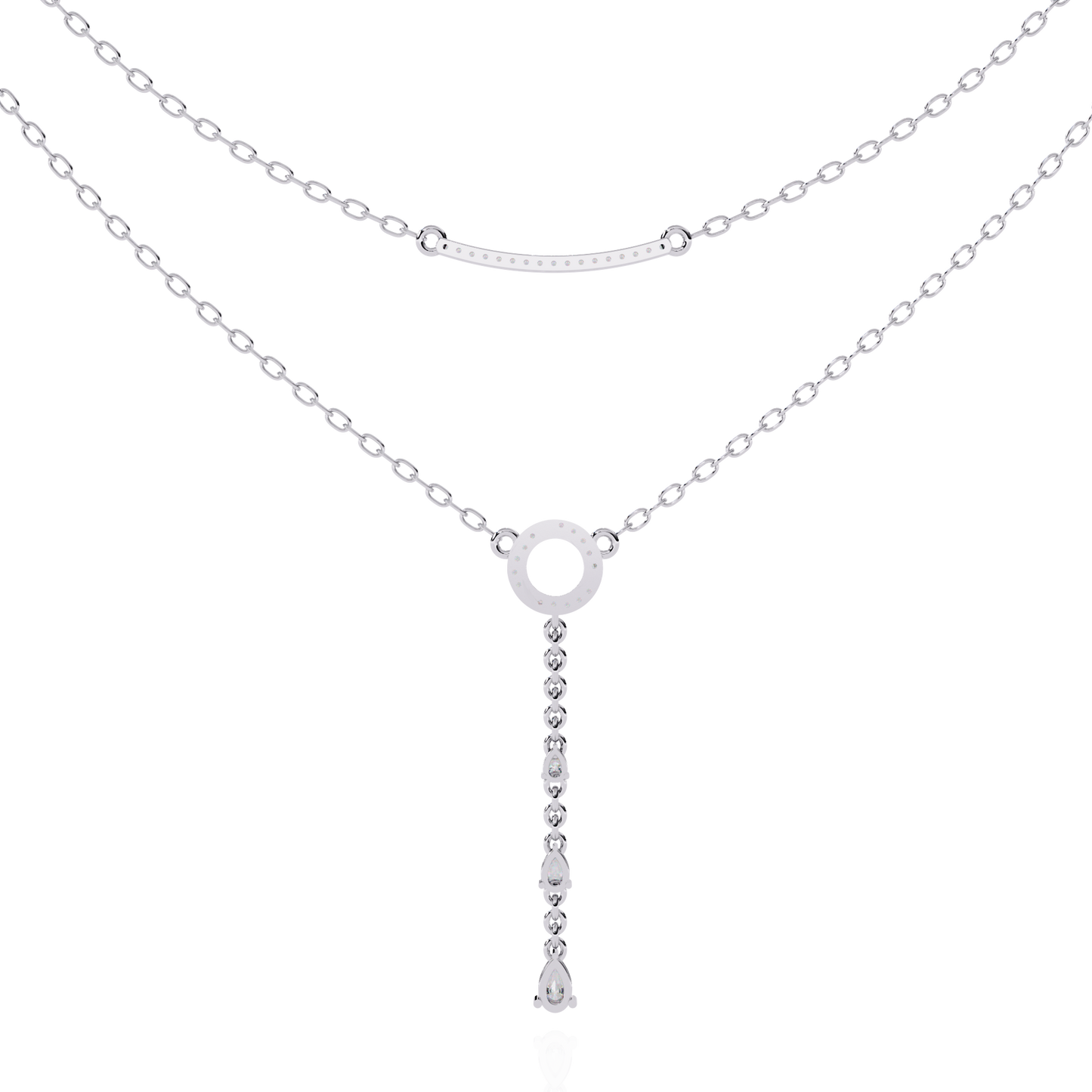 cascade halo lariat lab grown diamond necklace