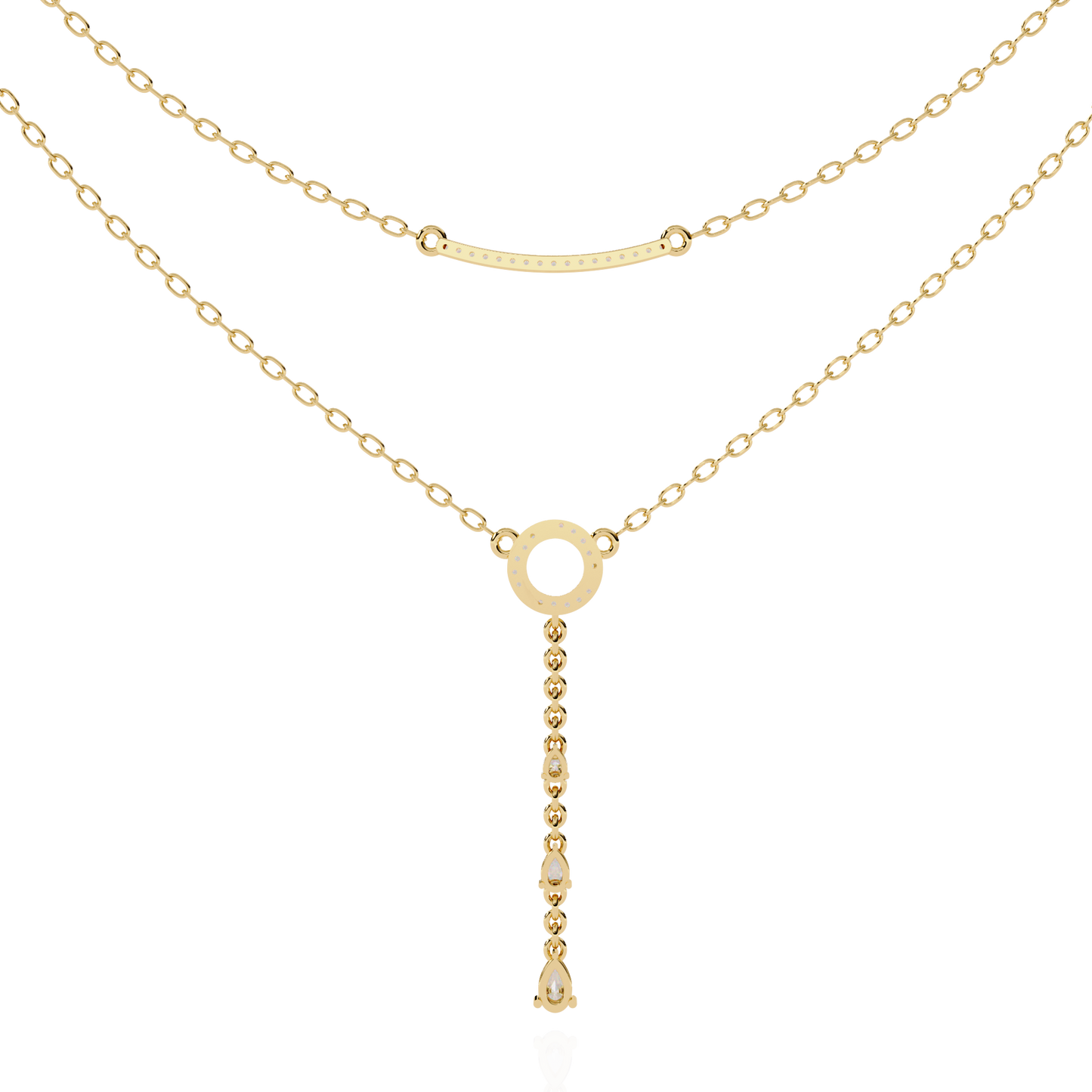 cascade halo lariat lab grown diamond necklace