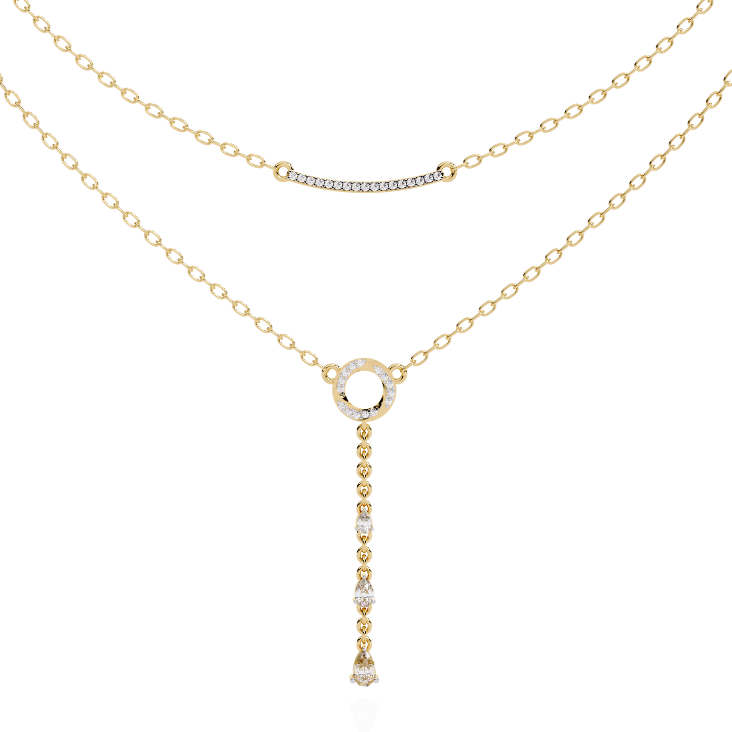 cascade halo lariat lab grown diamond necklace