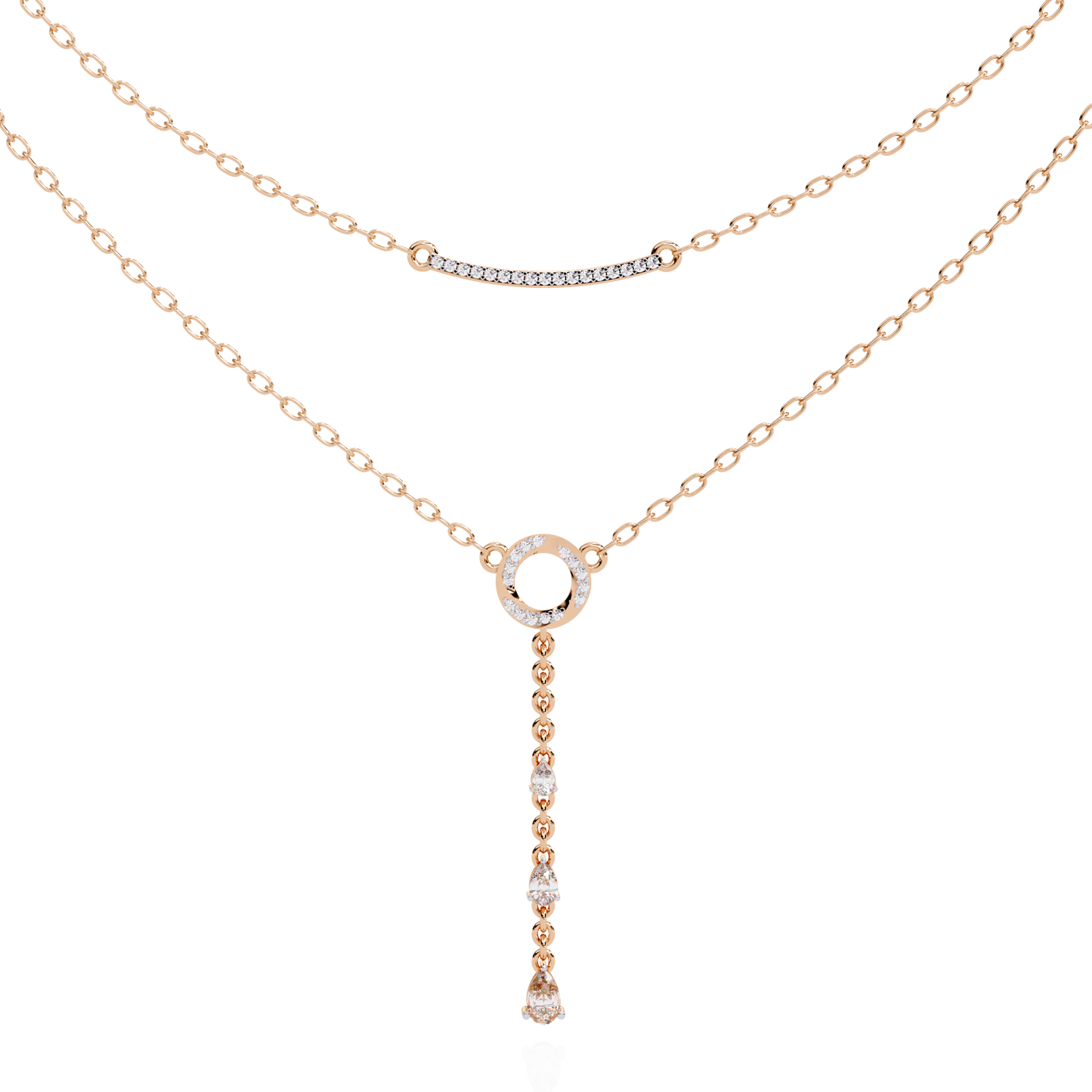 cascade halo lariat lab grown diamond necklace
