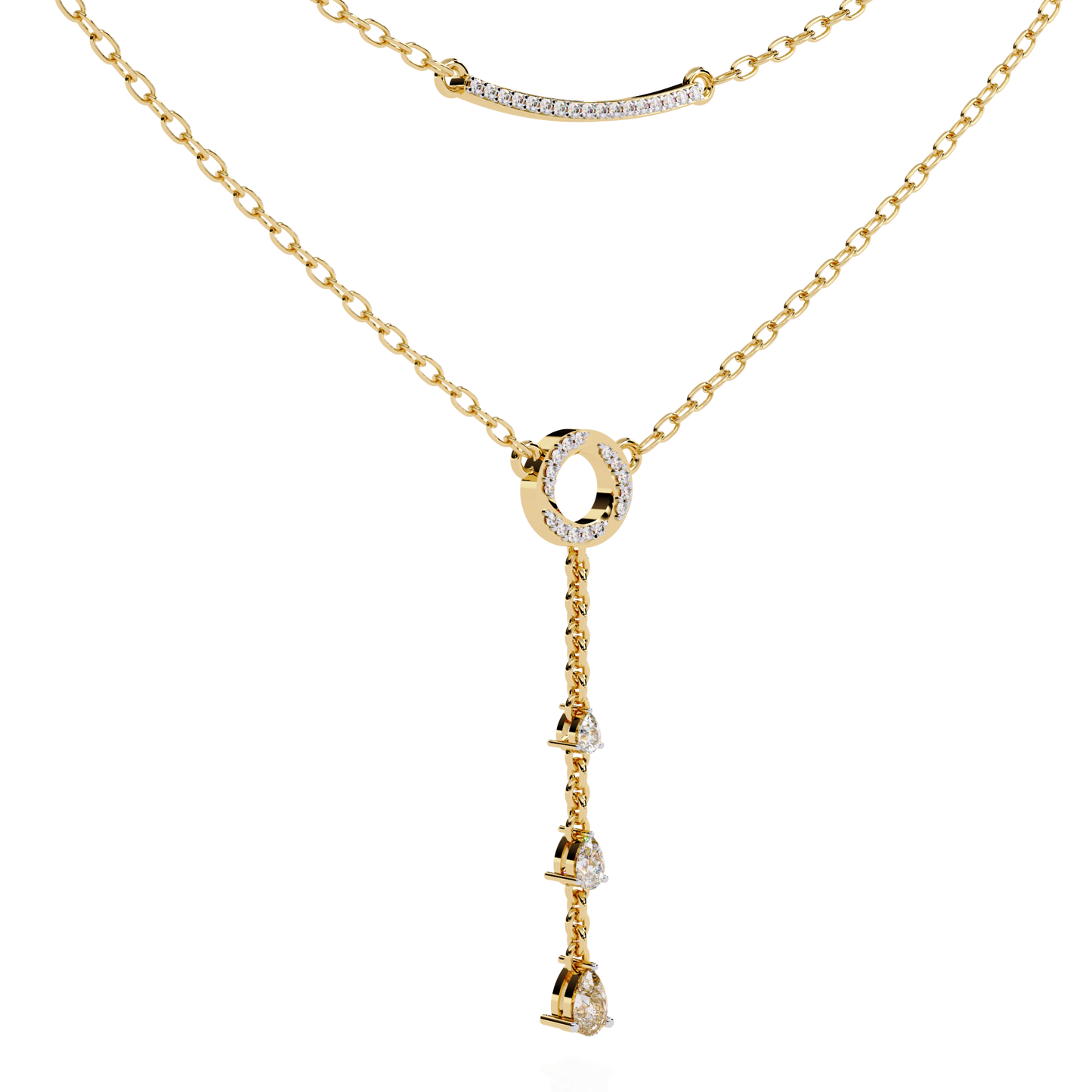 cascade halo lariat lab grown diamond necklace