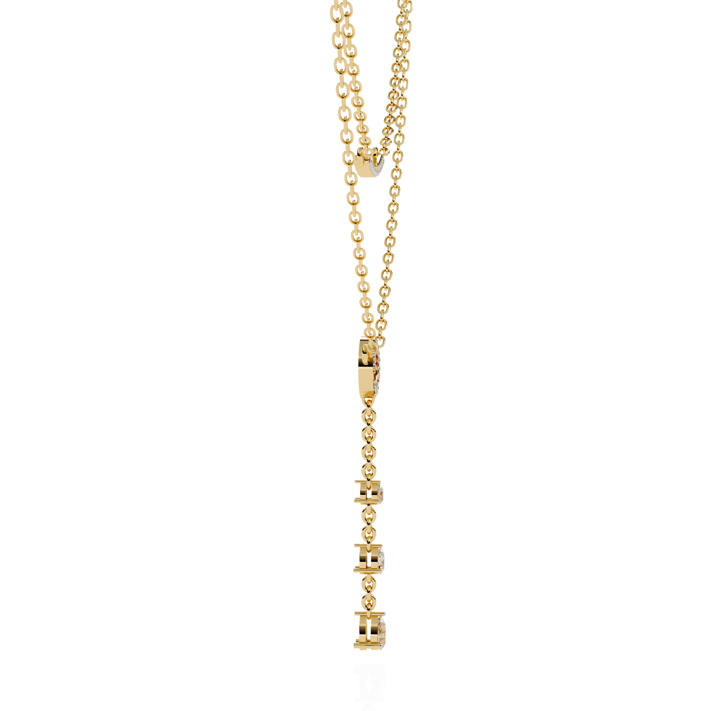 cascade halo lariat lab grown diamond necklace