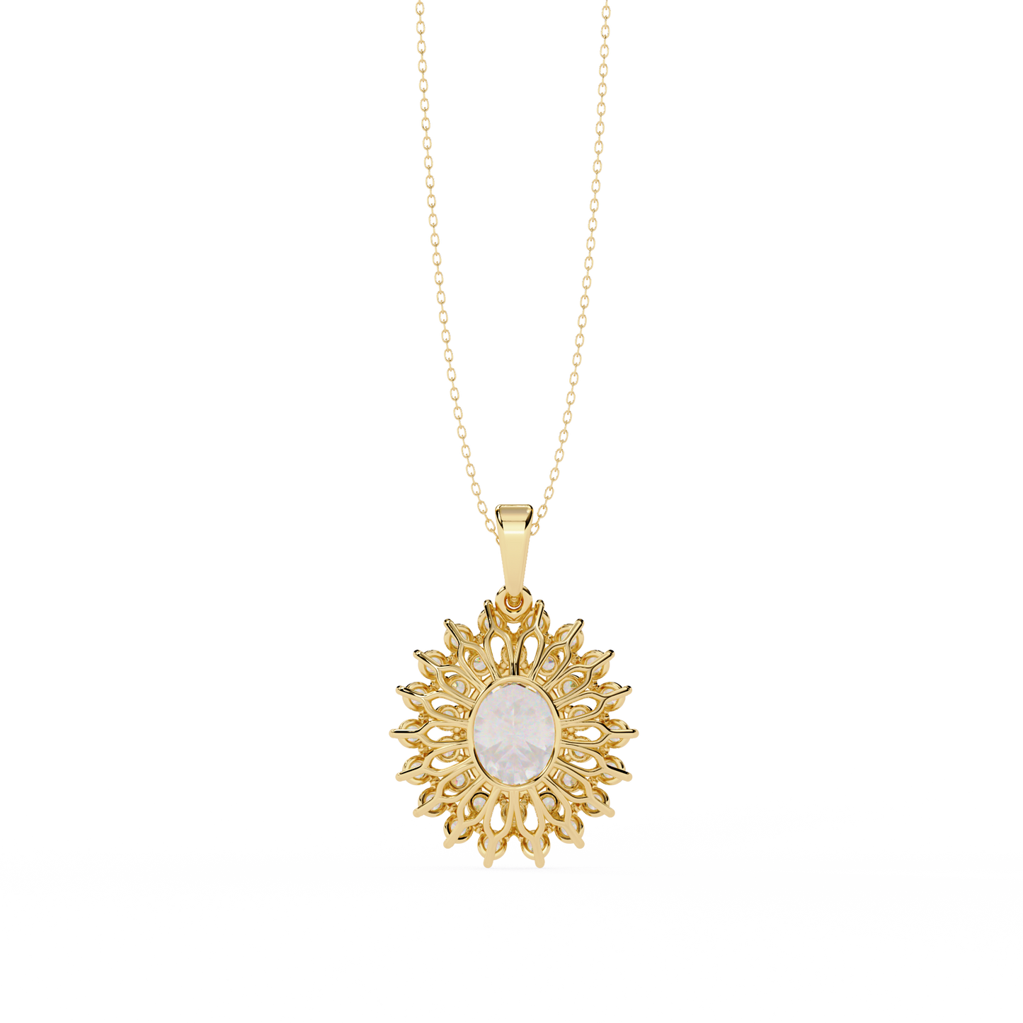 solara sunburst halo lab grown diamond pendant