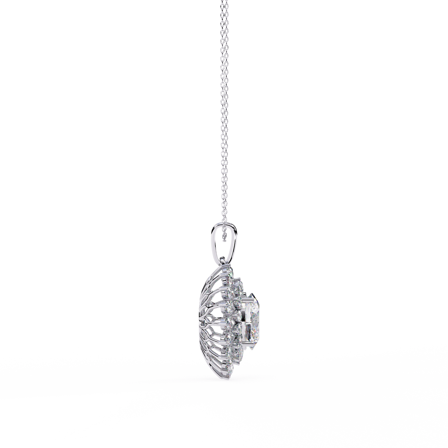 solara sunburst halo lab grown diamond pendant